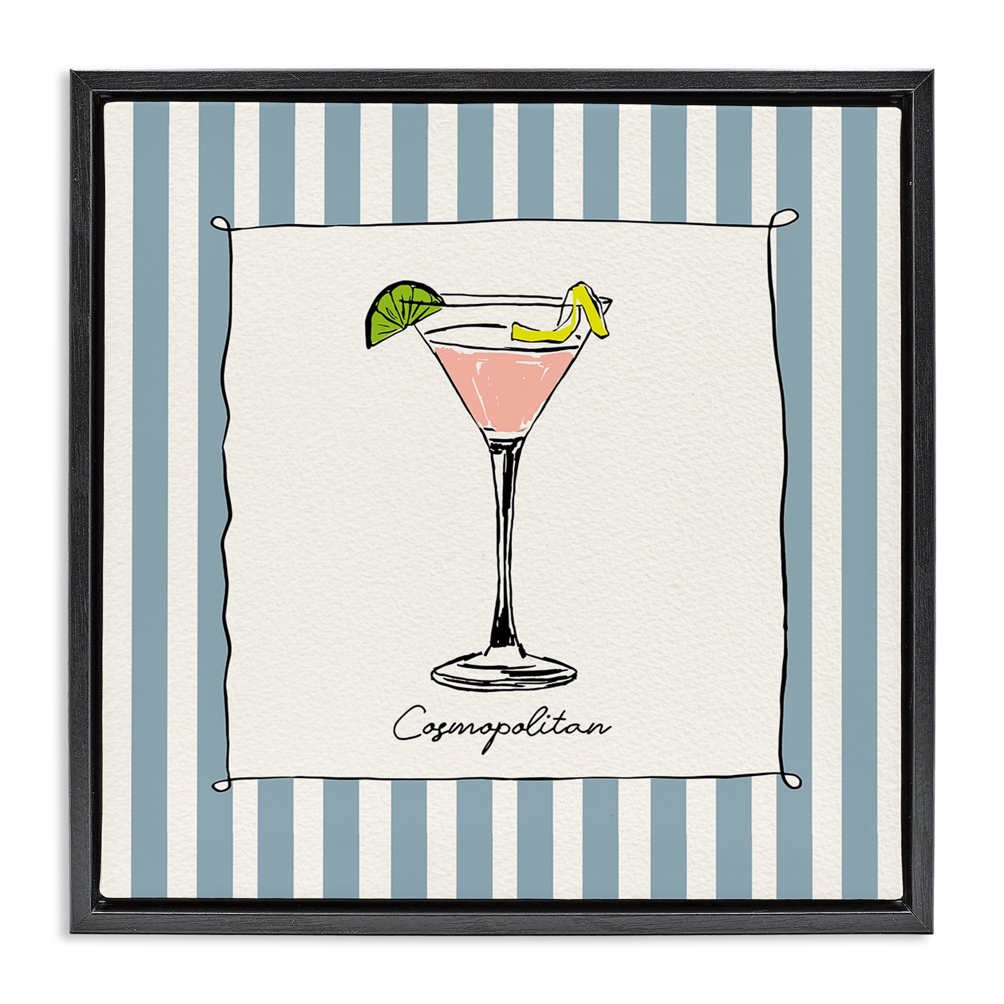 Stupell Industries Cosmopolitan Summer Stripes Black Framed Floater Canvas Wall Art, design by Susan Jill