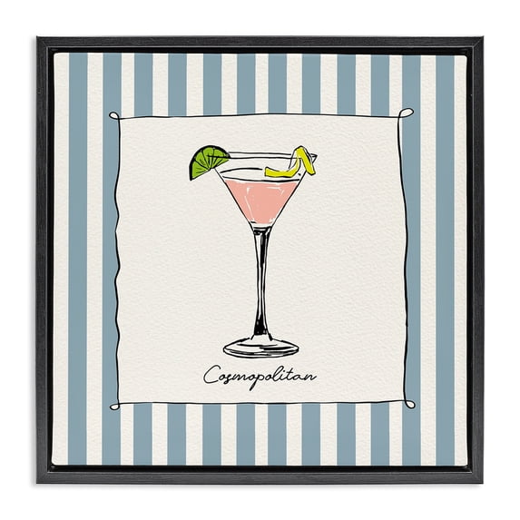 Stupell Industries Modern Cosmopolitan Summer Stripes Black Floating Frame Canvas Art, 18 x 18, by Susan Jill