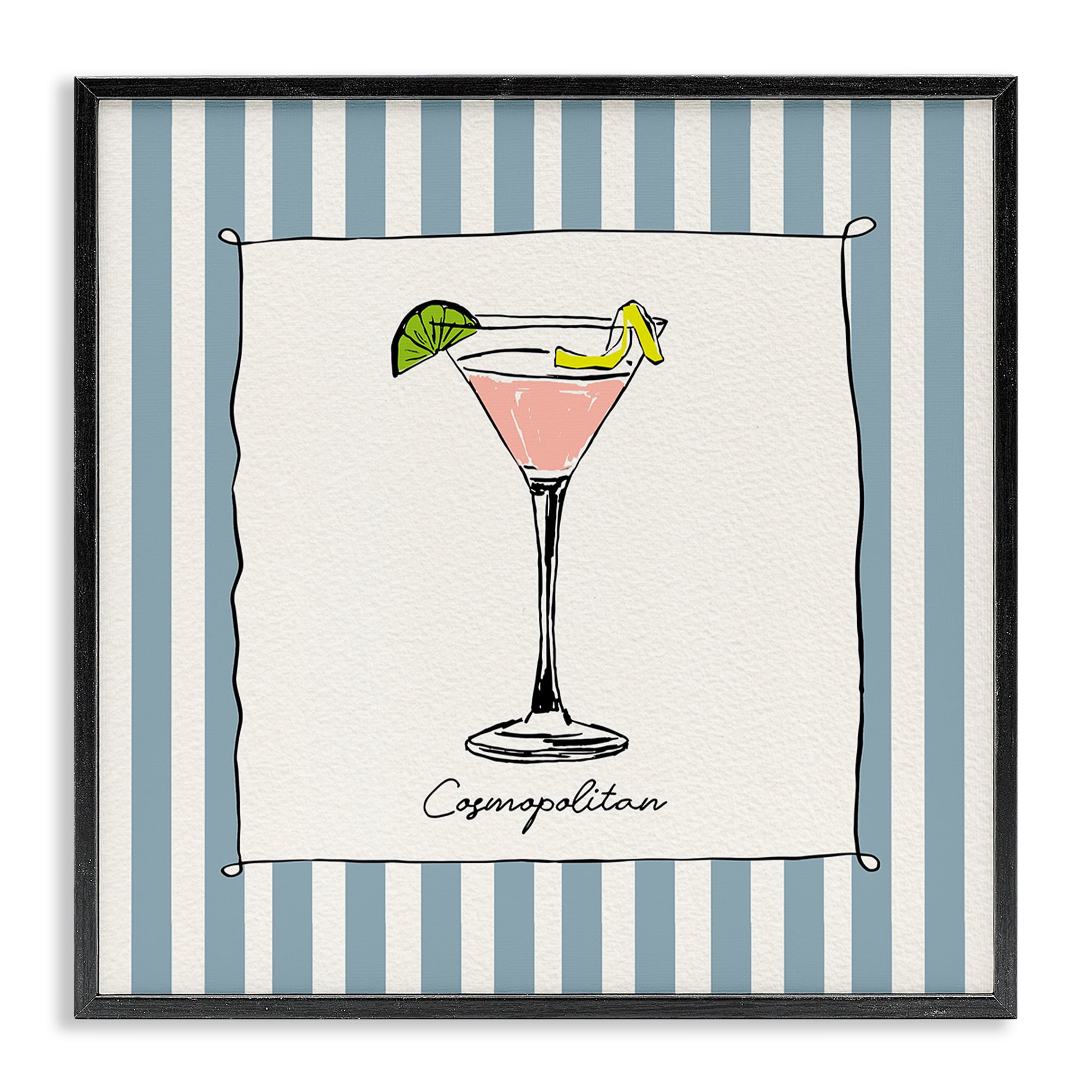 Stupell Industries Cosmopolitan Summer Stripes Black Framed Giclee Art, design by Susan Jill