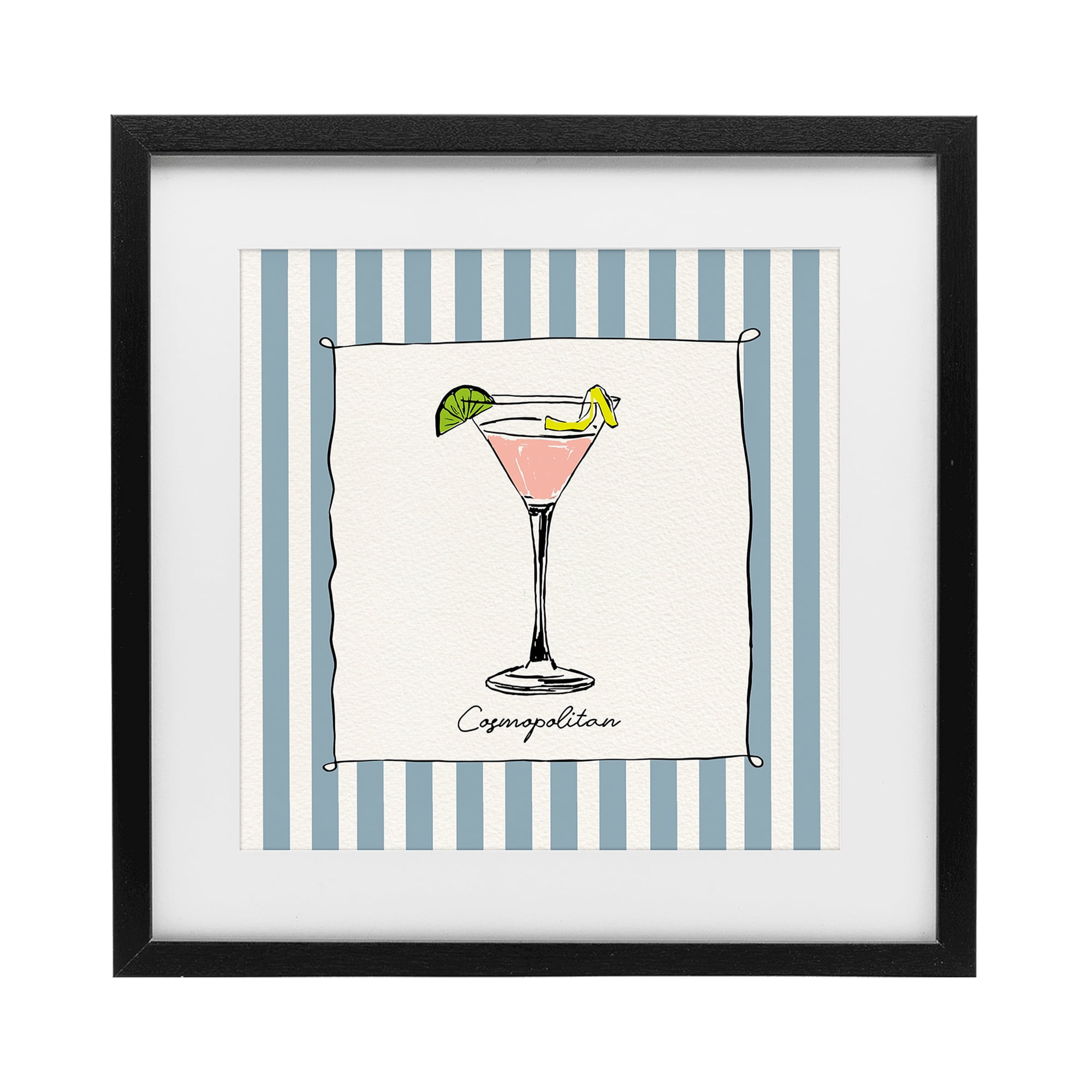 Stupell Industries Cosmopolitan Summer Stripes Black Framed Print Under Glass, design by Susan Jill