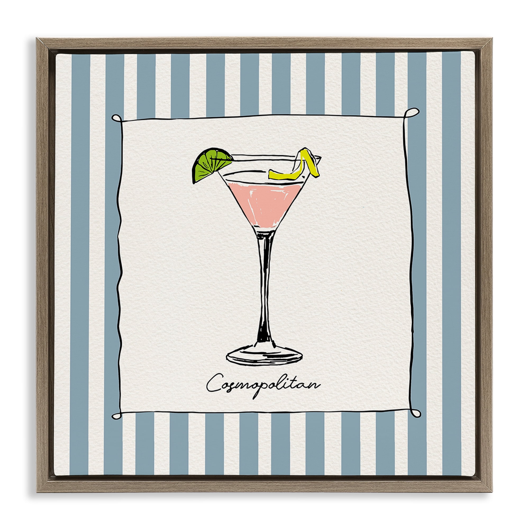 Stupell Industries Cosmopolitan Summer Stripes Brown Framed Floater Canvas Wall Art, design by Susan Jill