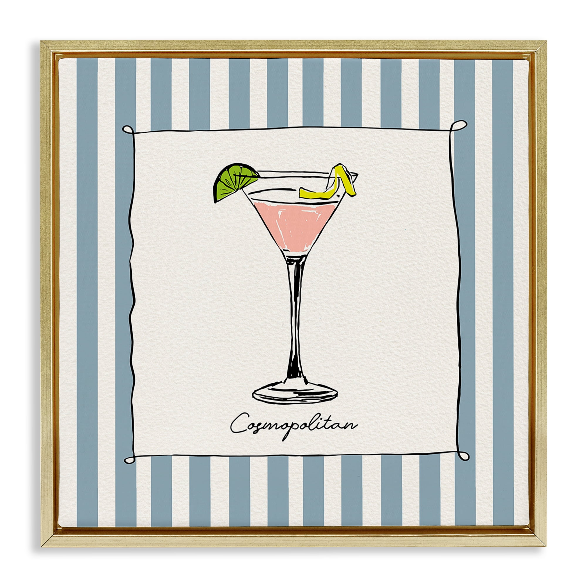 Stupell Industries Cosmopolitan Summer Stripes Gold Framed Floater Canvas Wall Art, design by Susan Jill