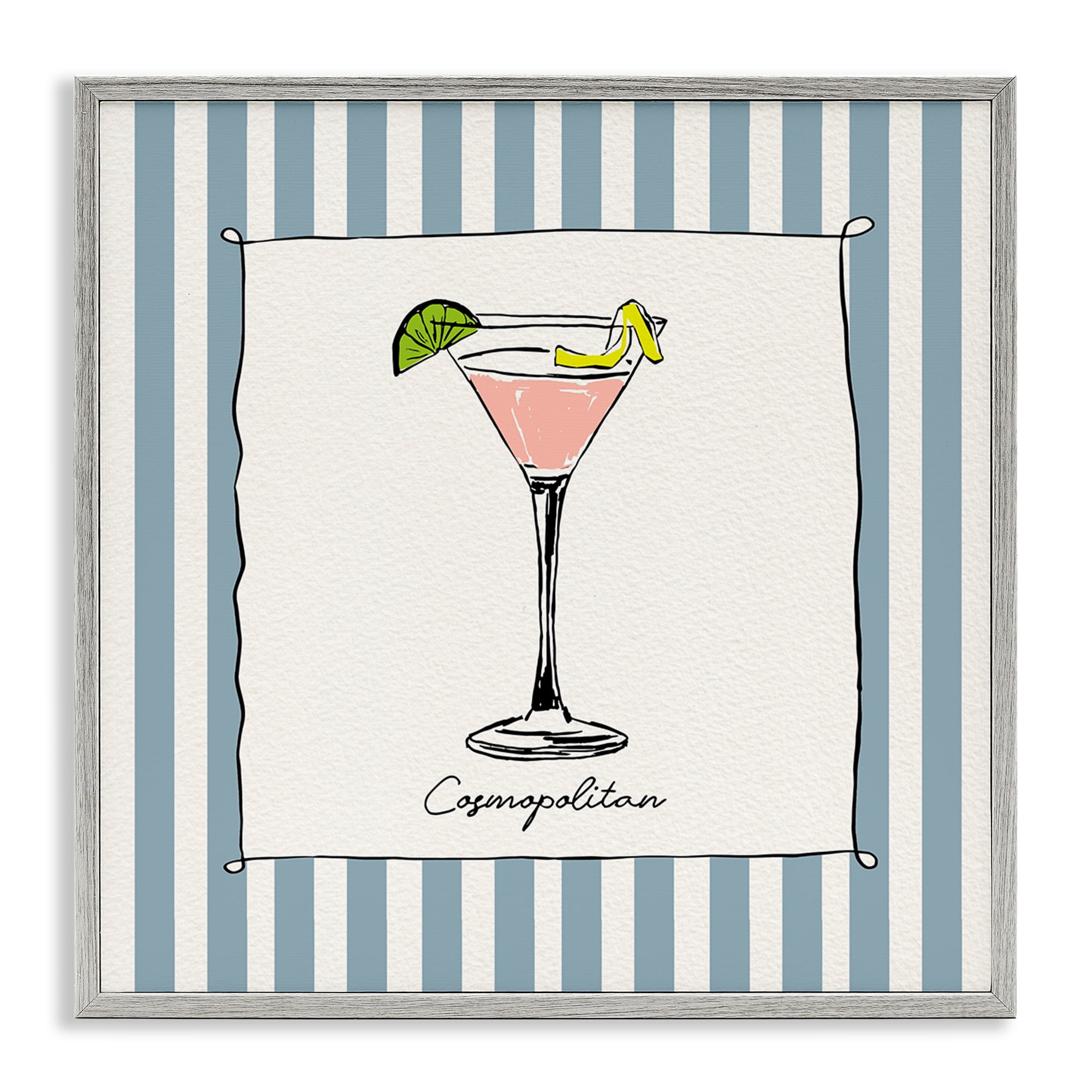 Stupell Industries Cosmopolitan Summer Stripes Gray Framed Giclee Art, design by Susan Jill