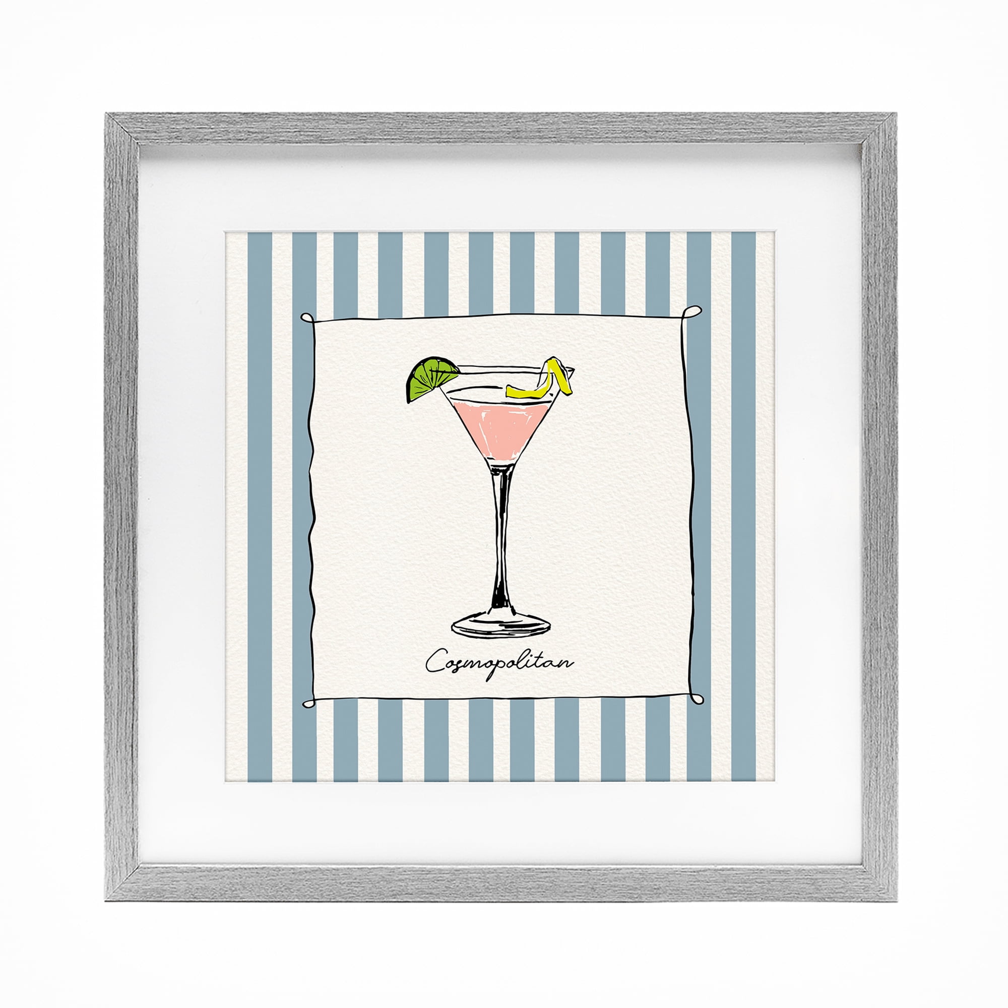 Stupell Industries Cosmopolitan Summer Stripes Gray Framed Print Under Glass, design by Susan Jill