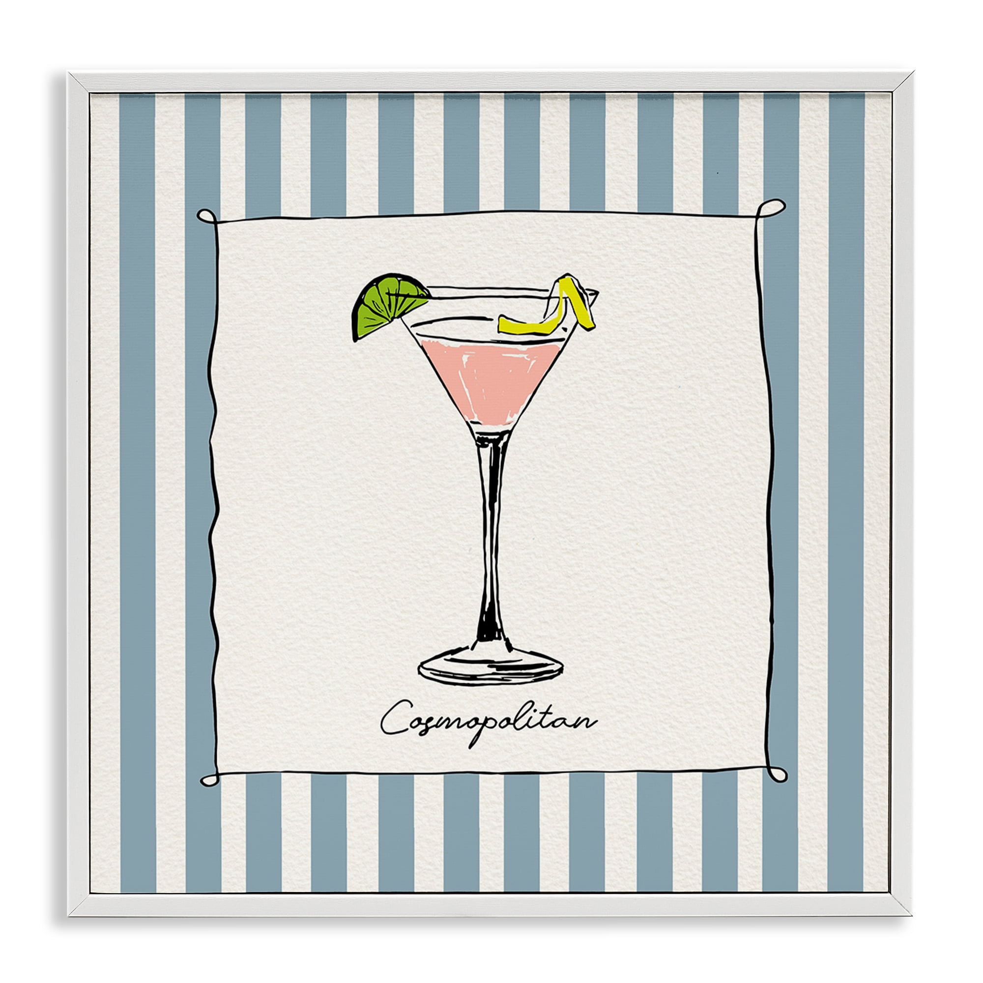 Stupell Industries Cosmopolitan Summer Stripes White Framed Giclee Art, design by Susan Jill