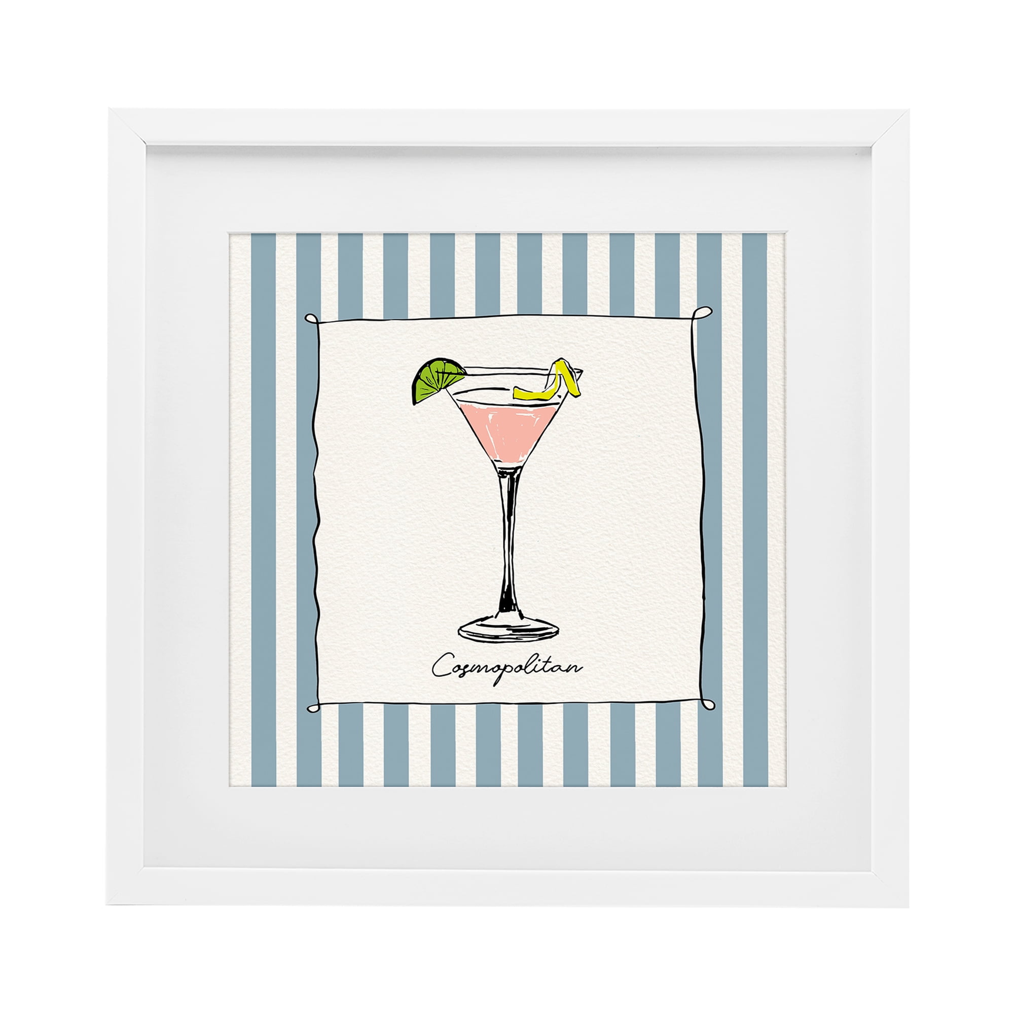 Stupell Industries Cosmopolitan Summer Stripes White Framed Print Under Glass, design by Susan Jill