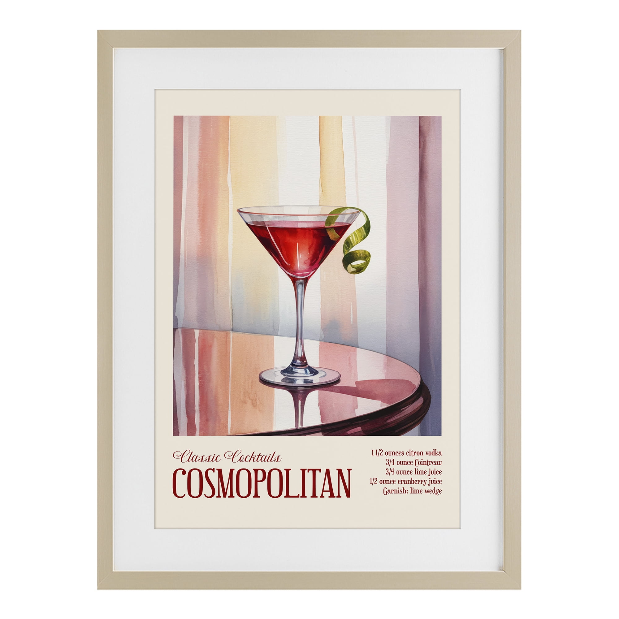 Stupell Industries Cosmopolitan on Reflective Table Birch Framed Print Under Glass, design by Andreas Magnusson