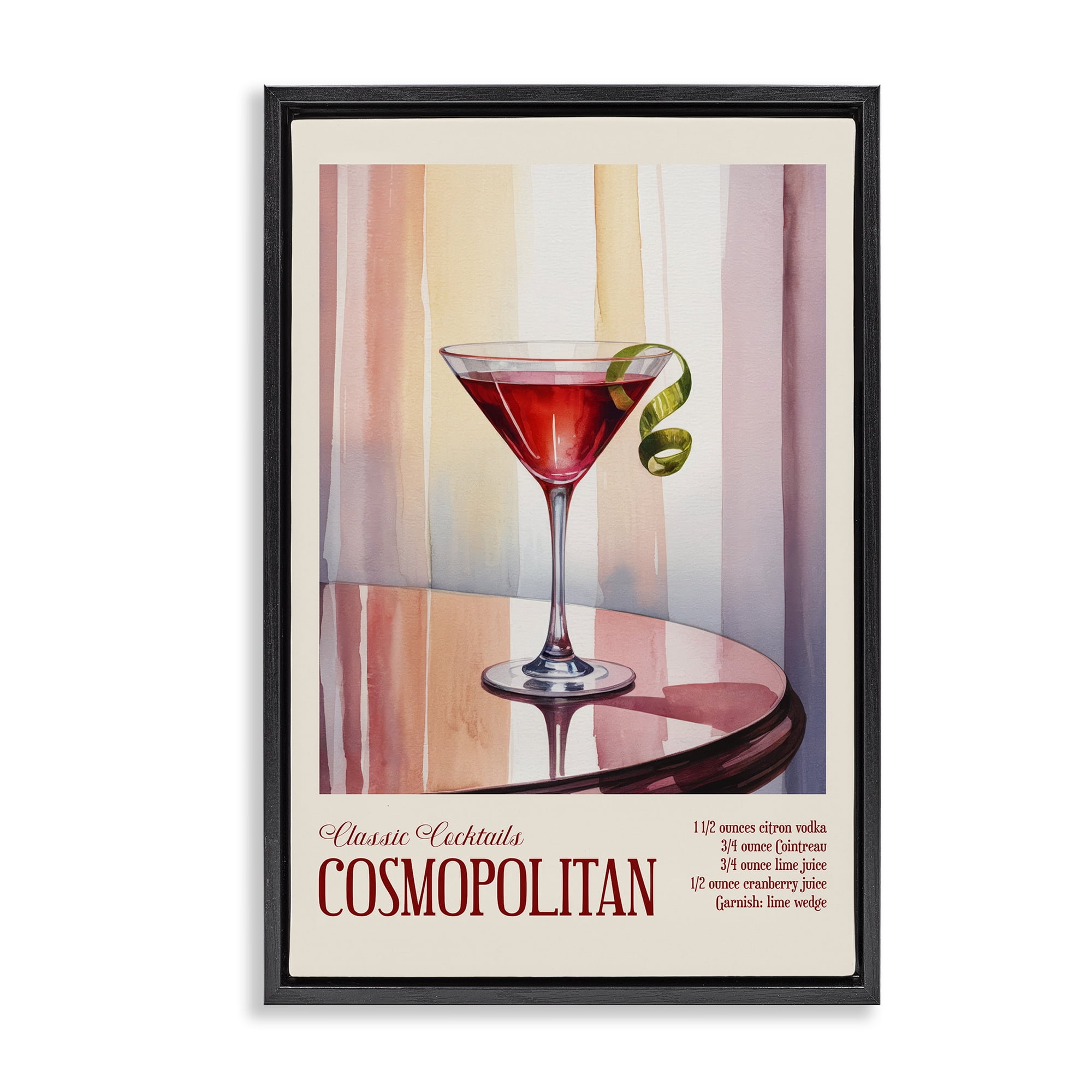 Stupell Industries Cosmopolitan on Reflective Table Black Framed Floater Canvas Wall Art, design by Andreas Magnusson