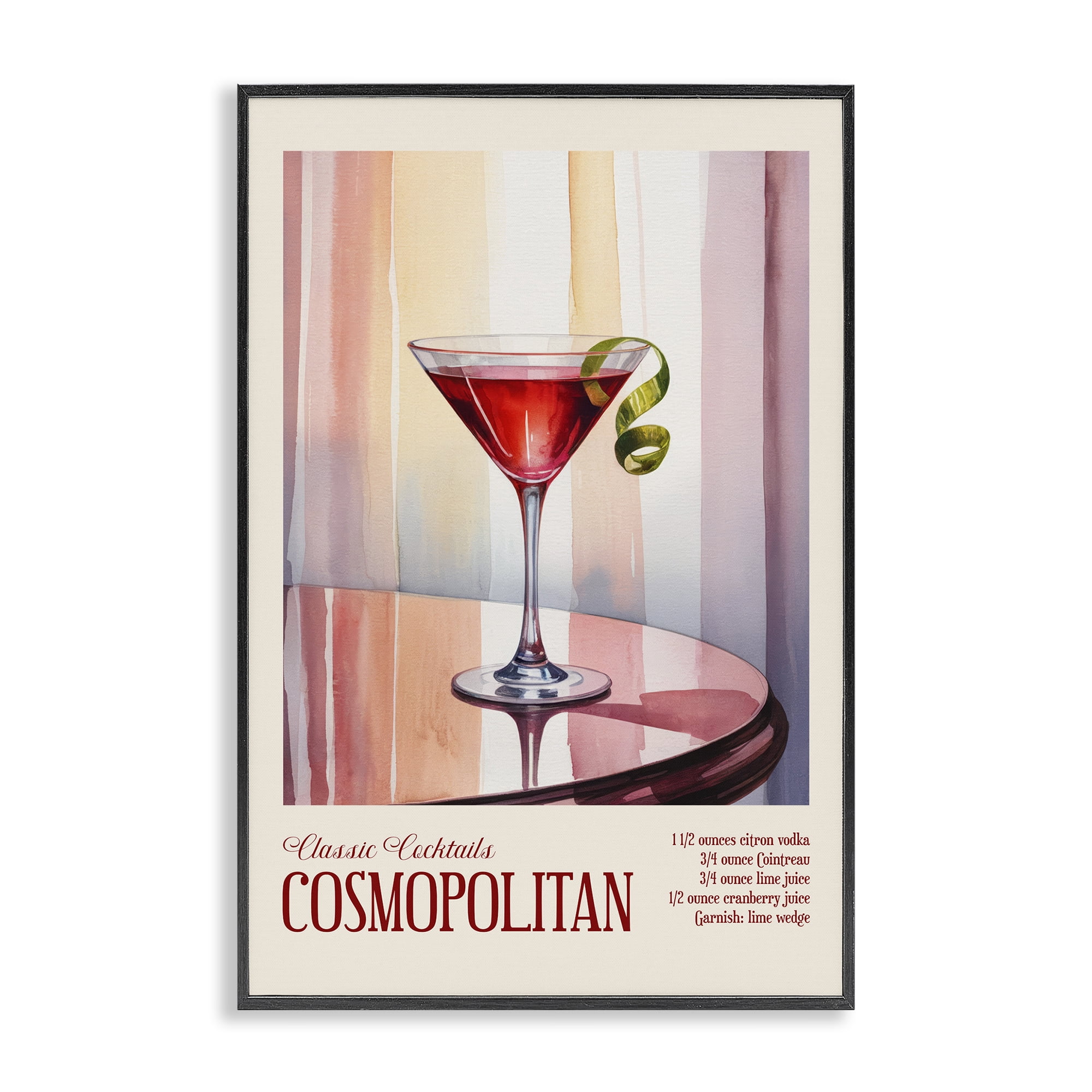 Stupell Industries Cosmopolitan on Reflective Table Black Framed Giclee Art, design by Andreas Magnusson