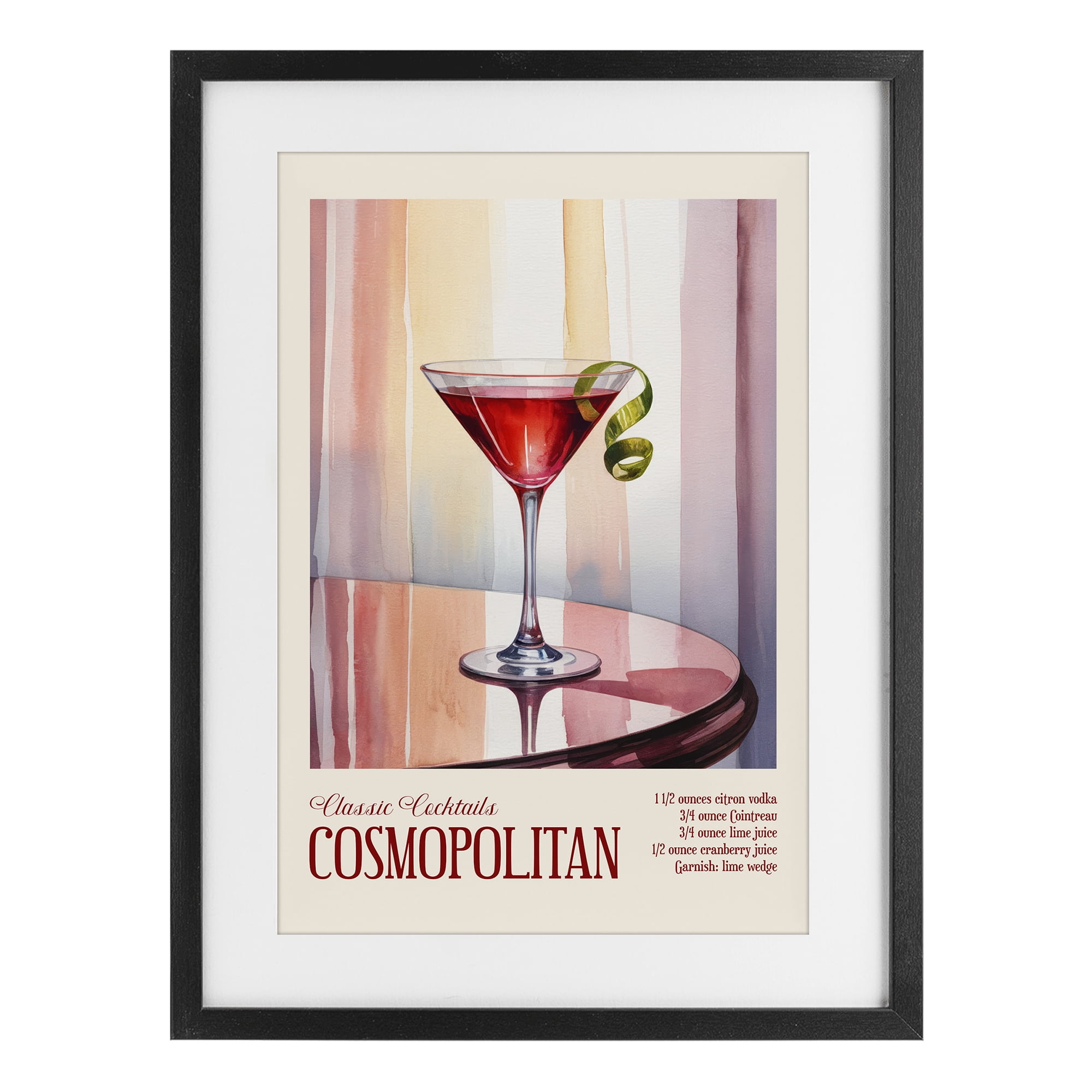 Stupell Industries Cosmopolitan on Reflective Table Black Framed Print Under Glass, design by Andreas Magnusson
