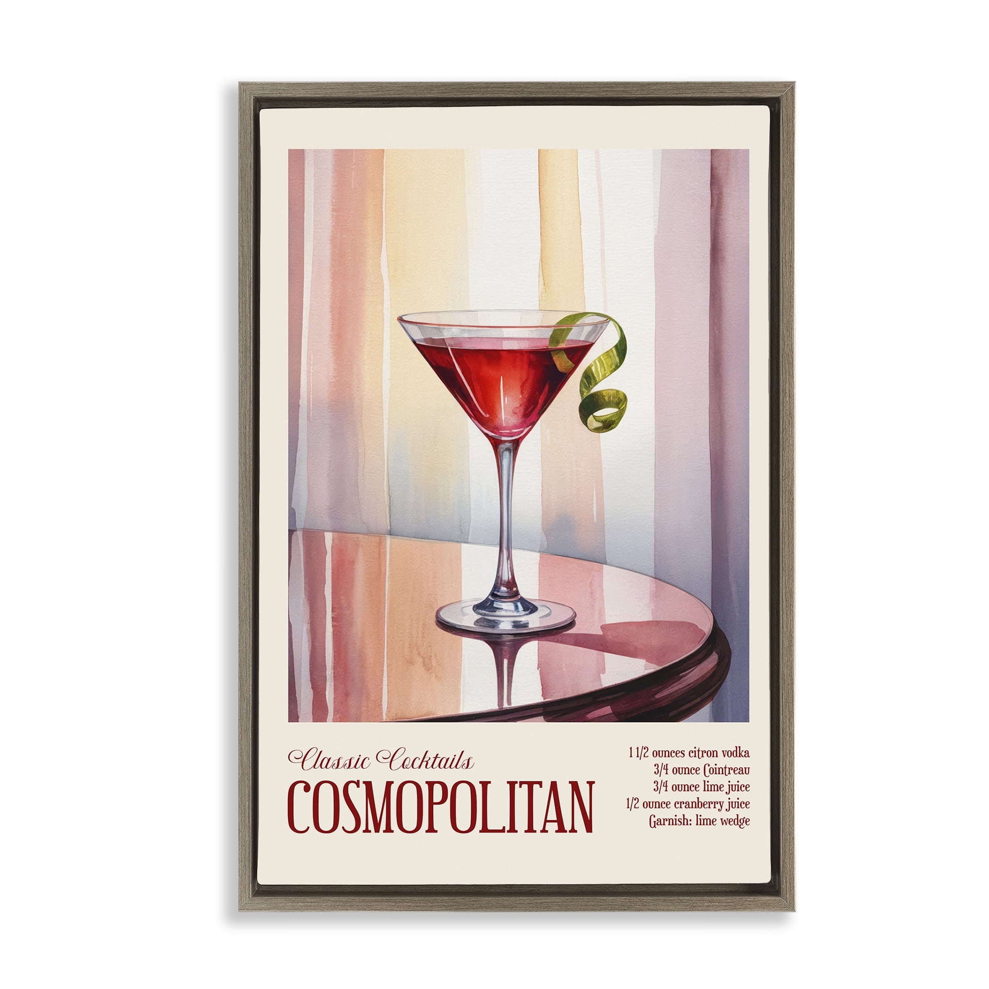 Stupell Industries Cosmopolitan on Reflective Table Brown Framed Floater Canvas Wall Art, design by Andreas Magnusson