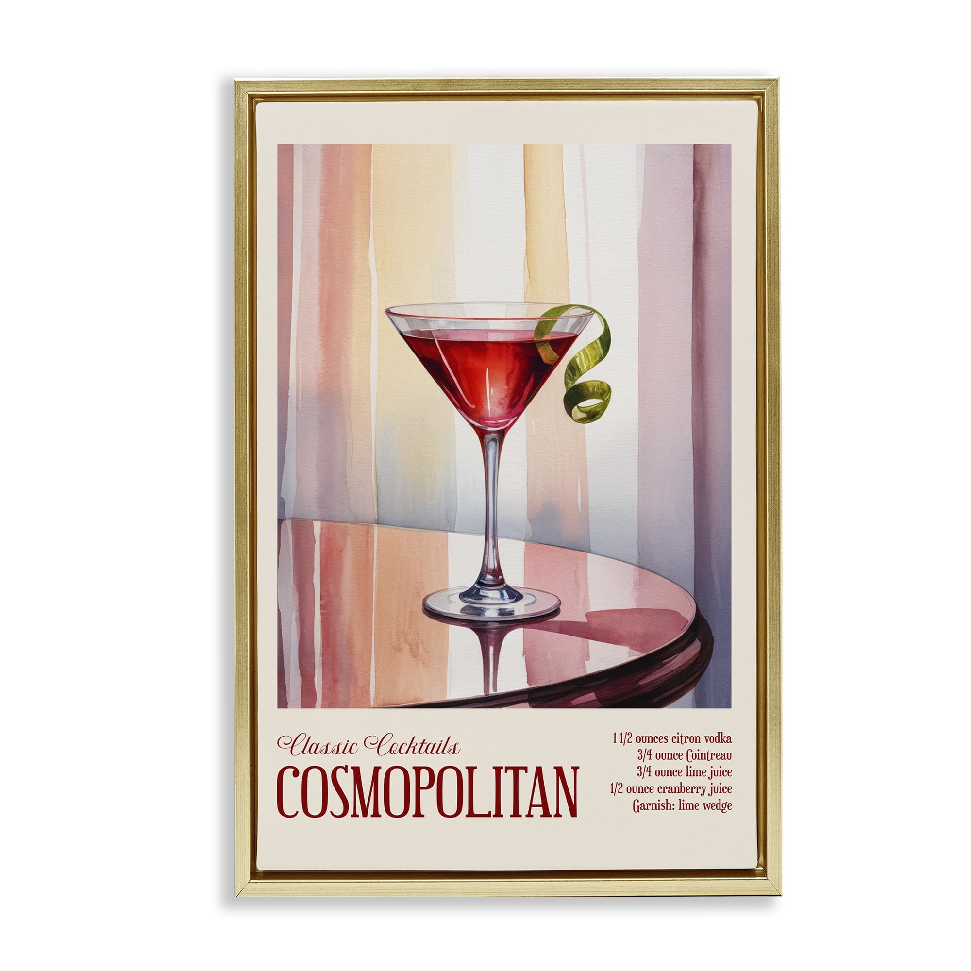Stupell Industries Cosmopolitan on Reflective Table Gold Framed Floater Canvas Wall Art, design by Andreas Magnusson