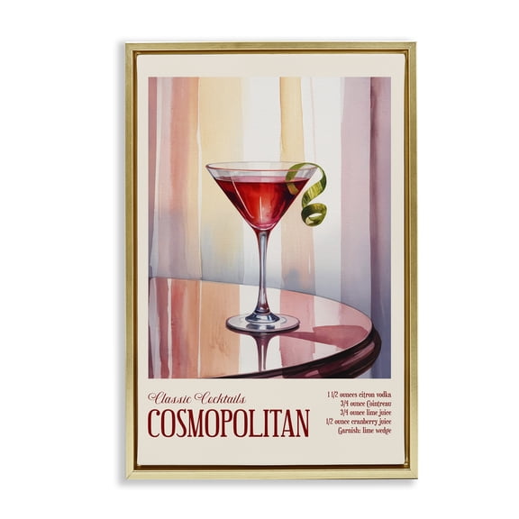 Stupell Industries Cosmopolitan on Reflective Table Gold Framed Floater Canvas Wall Art, design by Andreas Magnusson