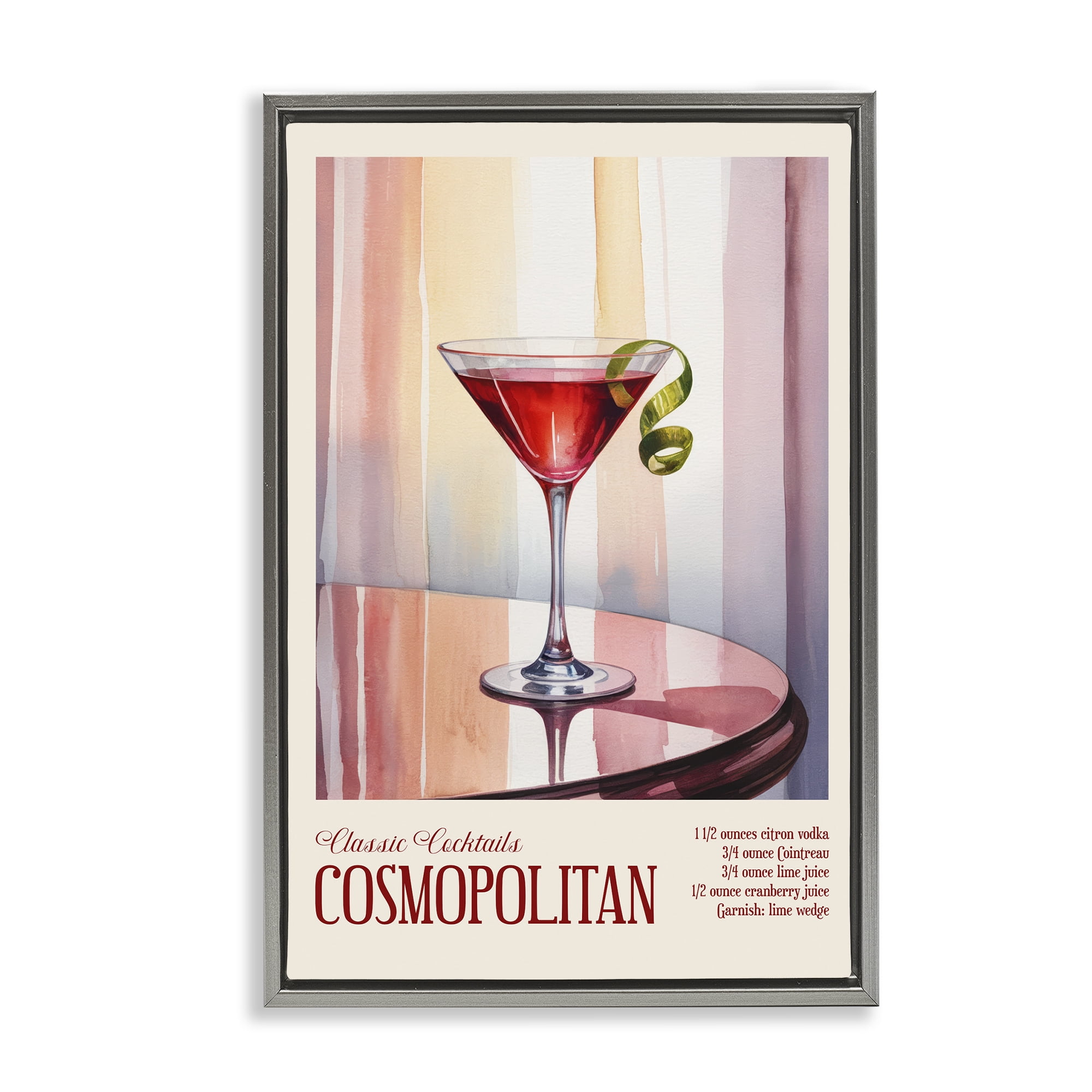 Stupell Industries Cosmopolitan on Reflective Table Gray Framed Floater Canvas Wall Art, design by Andreas Magnusson
