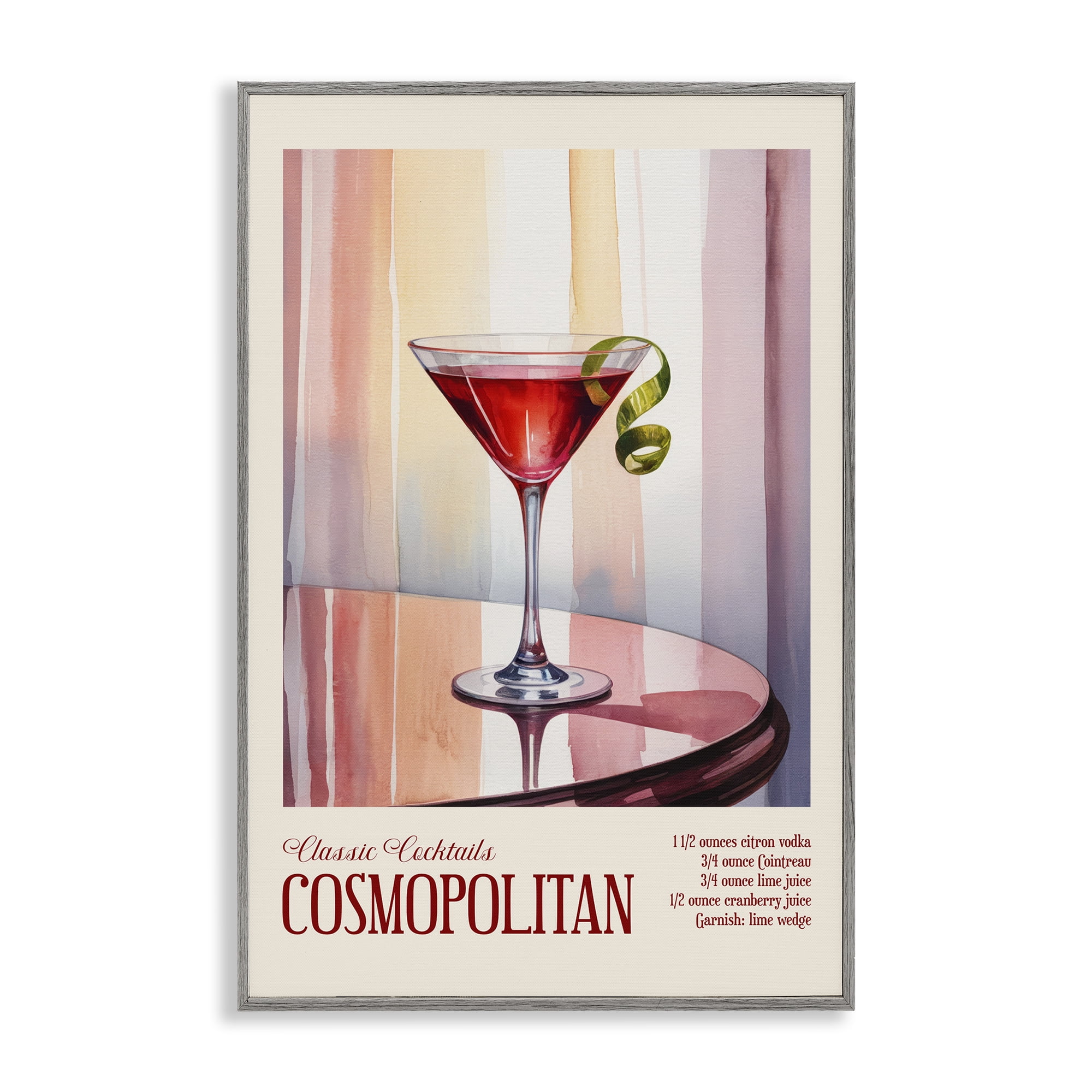 Stupell Industries Cosmopolitan on Reflective Table Gray Framed Giclee Art, design by Andreas Magnusson