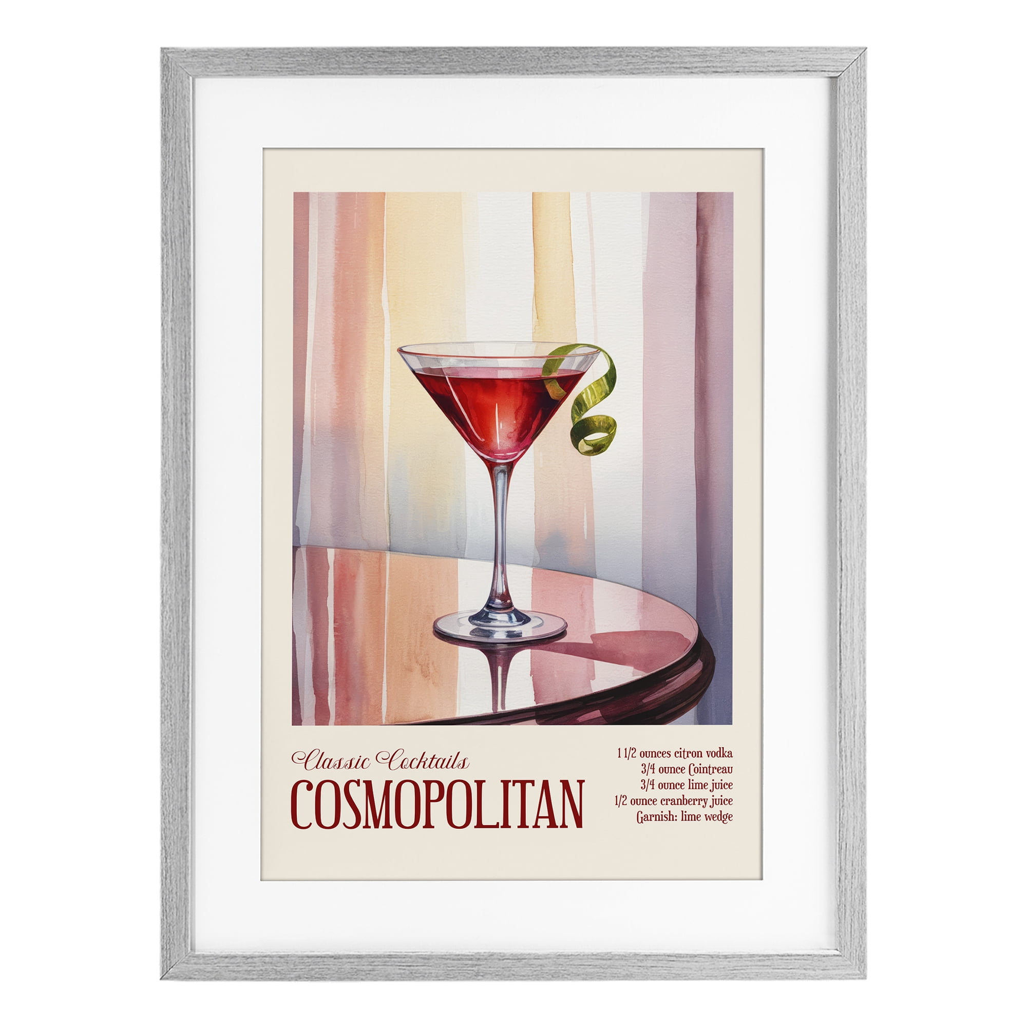 Stupell Industries Cosmopolitan on Reflective Table Gray Framed Print Under Glass, design by Andreas Magnusson