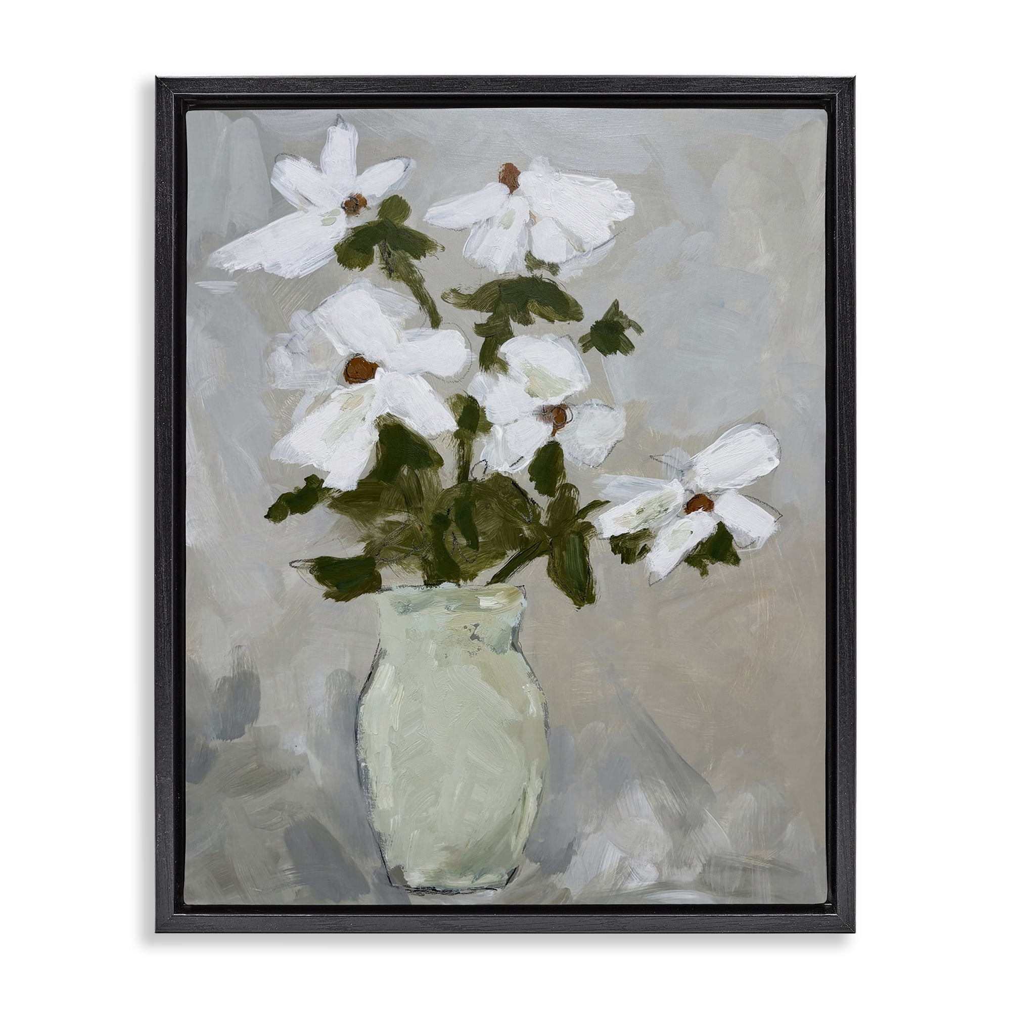 Stupell Industries Cosmos Flowers Serene Rustic Vase Black Framed Floater Canvas Wall Art, design by Chloe Elliot