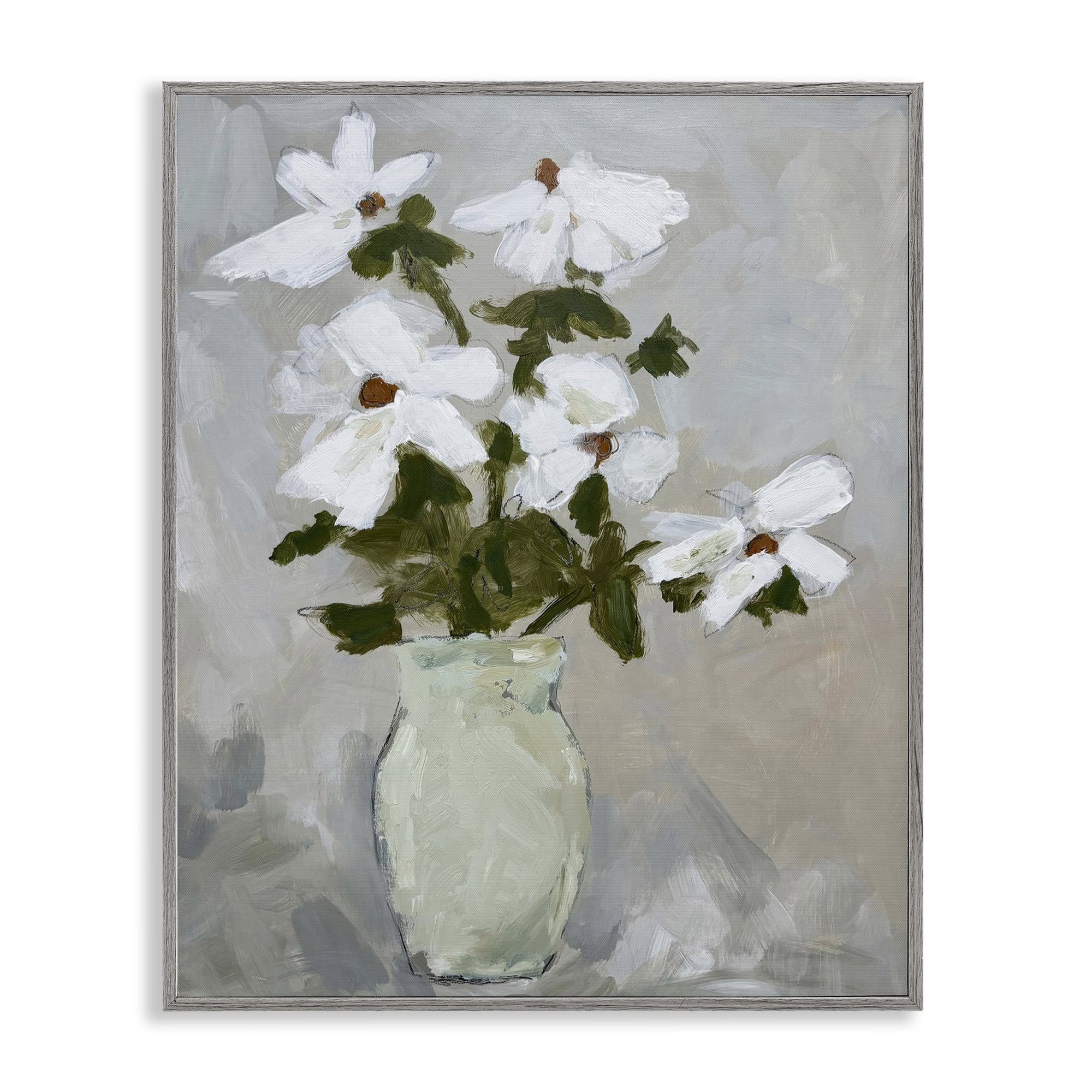 Stupell Industries Cosmos Flowers Serene Rustic Vase Gray Framed Giclee Art, design by Chloe Elliot