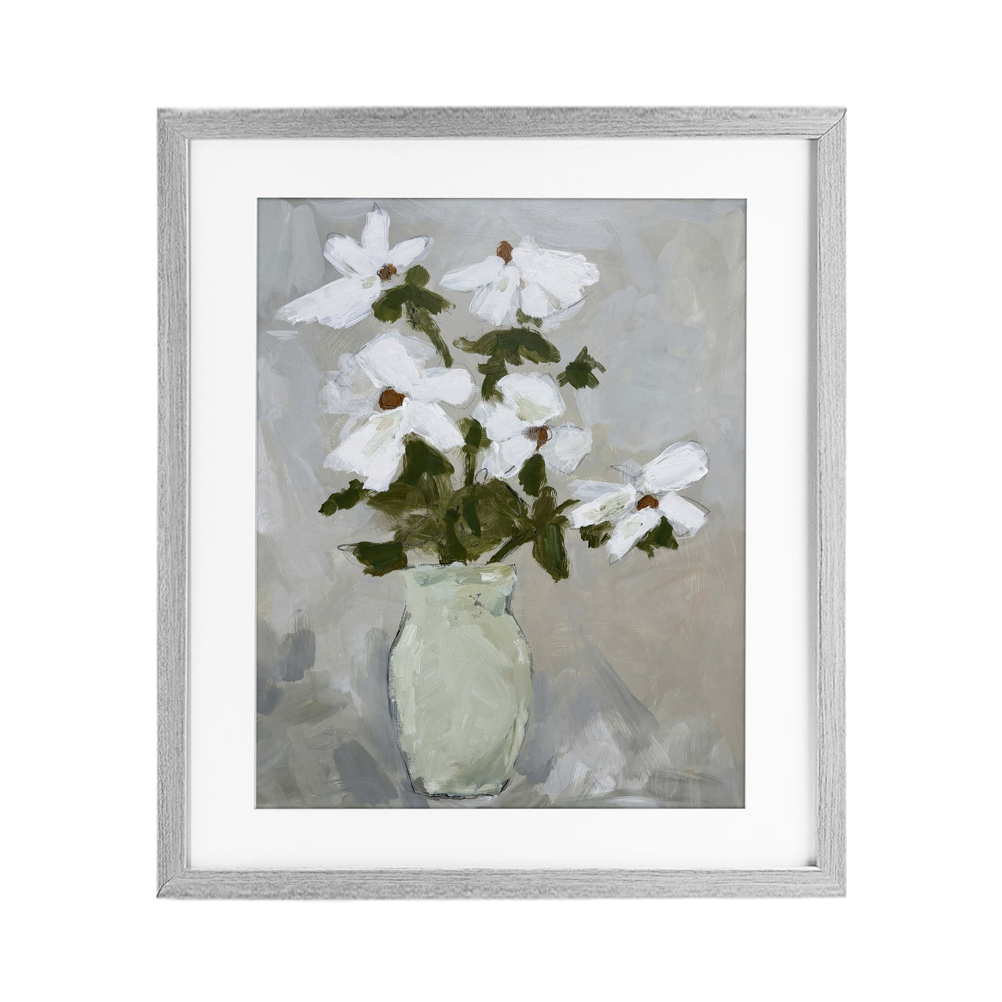 Stupell Industries Cosmos Flowers Serene Rustic Vase Gray Framed Print Under Glass, design by Chloe Elliot