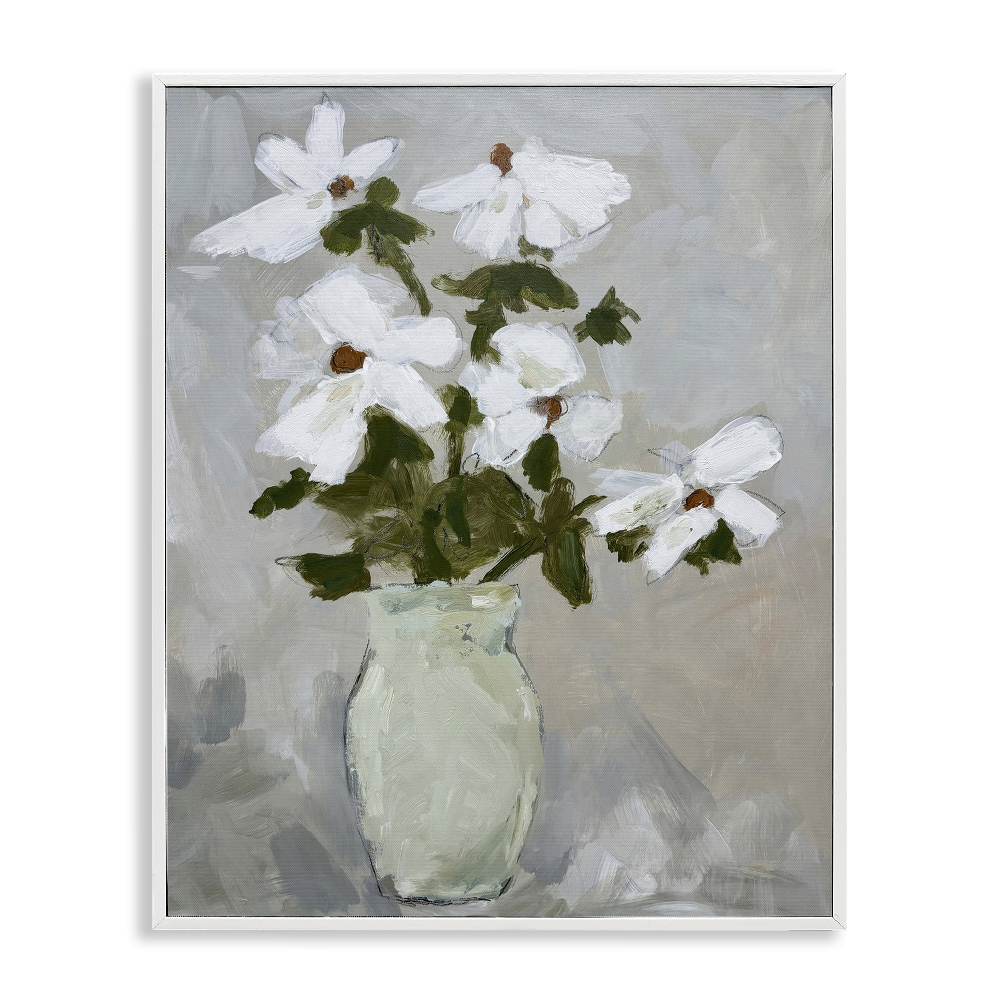 Stupell Industries Cosmos Flowers Serene Rustic Vase White Framed Giclee Art, design by Chloe Elliot