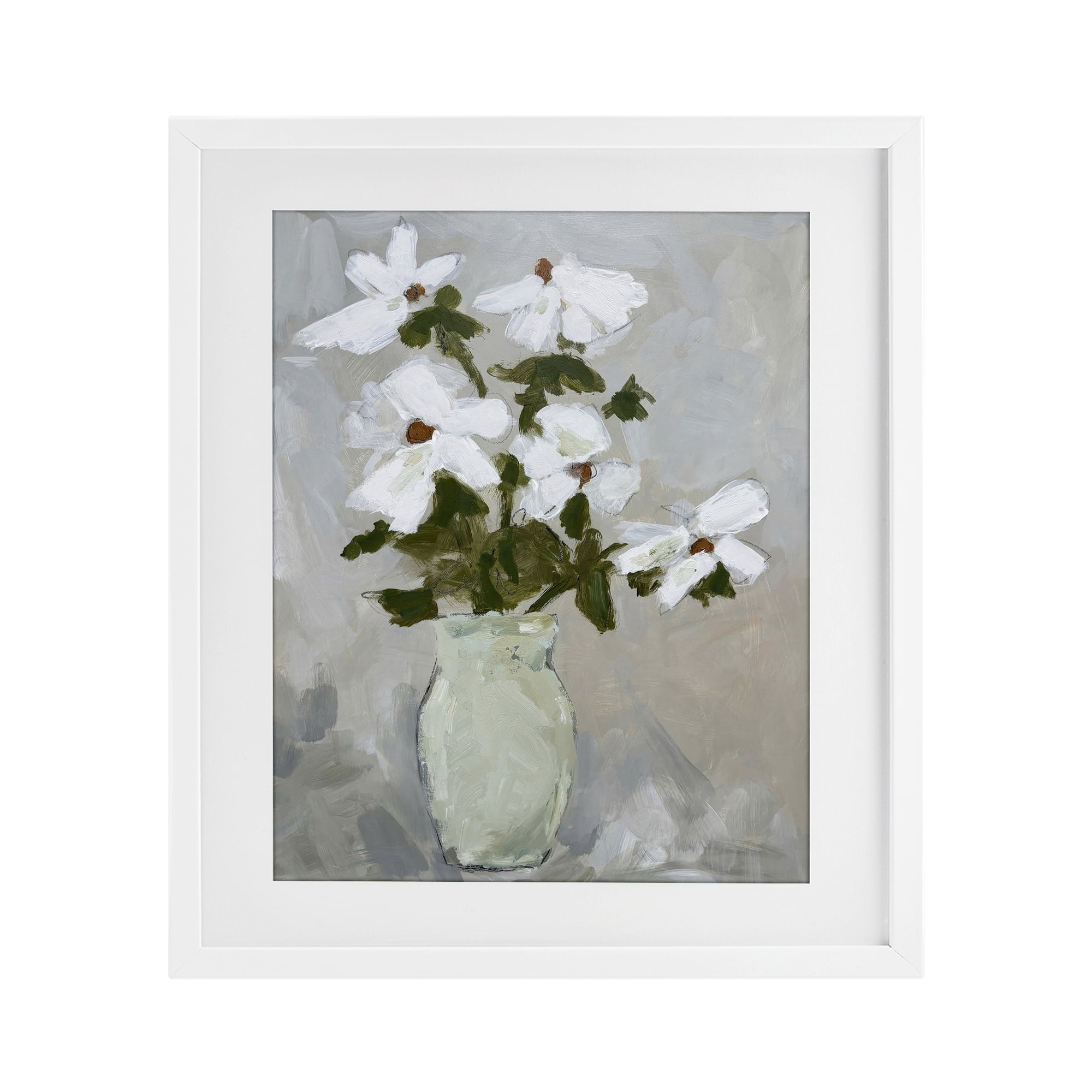 Stupell Industries Cosmos Flowers Serene Rustic Vase White Framed Print Under Glass, design by Chloe Elliot