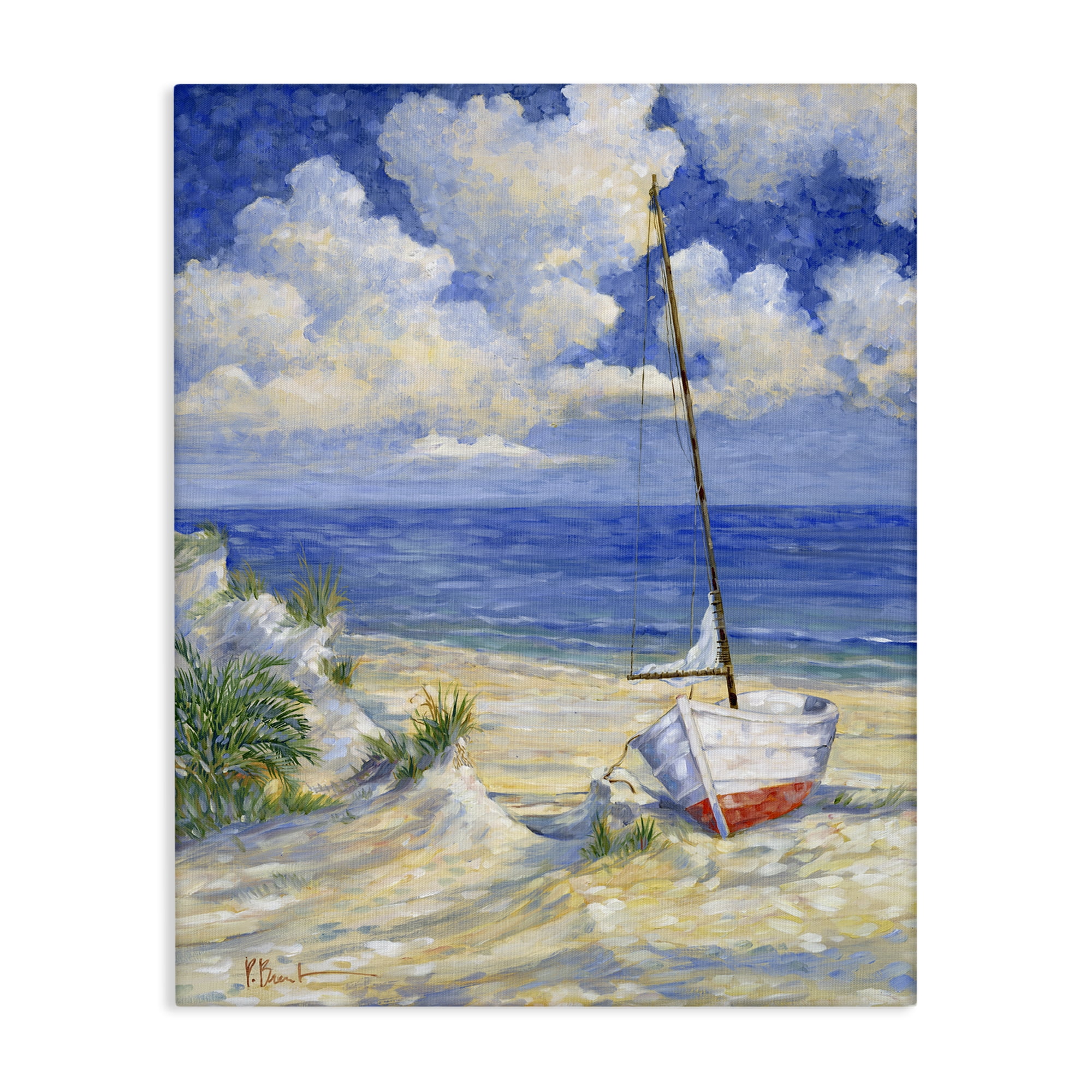 Stupell Industries Costa Del Sol View Transportation Painting Gallery Wrapped Canvas Art Print Wall Art, 36 x 48