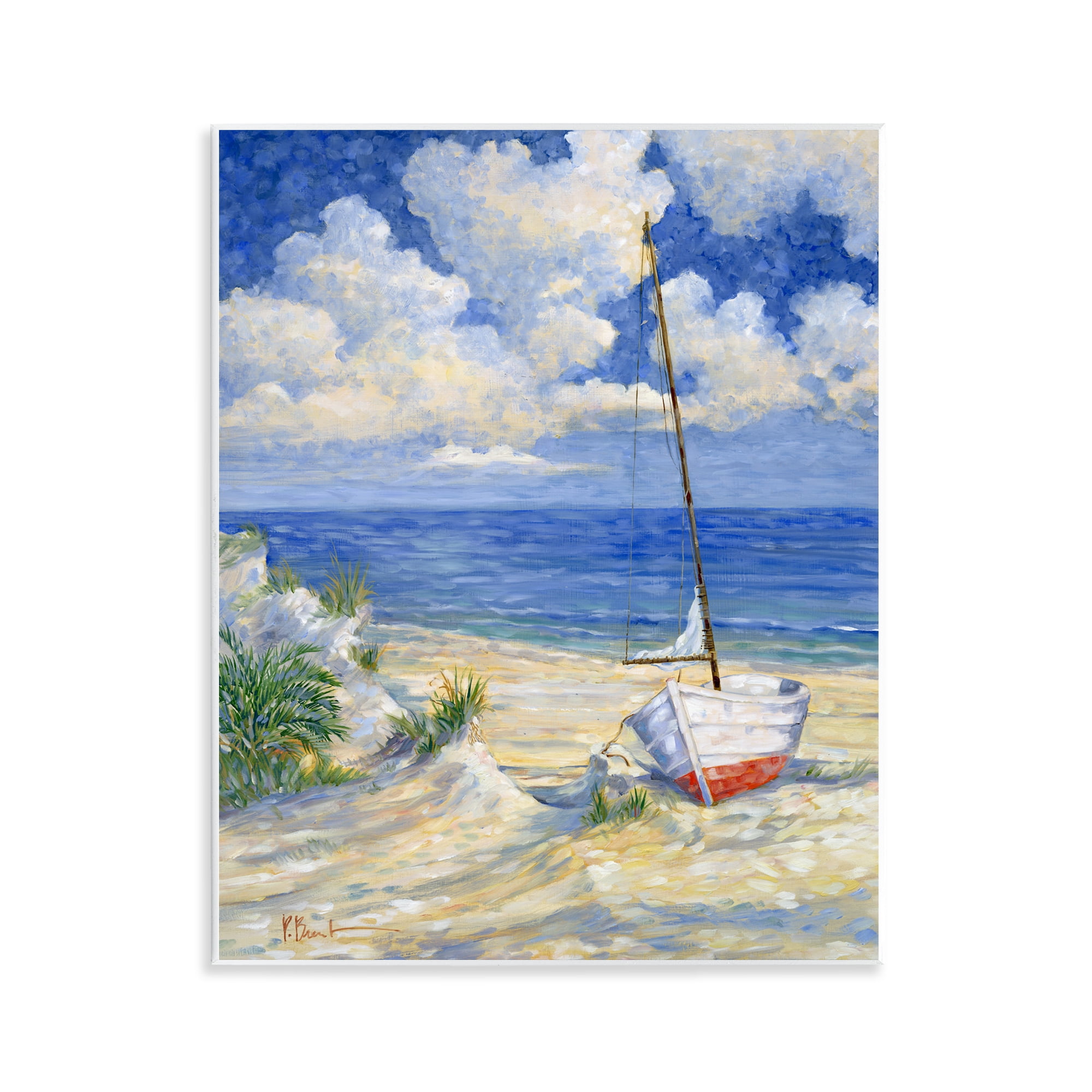 Stupell Industries Costa Del Sol View Transportation Painting Unframed Art Print Wall Art, 11 x 14