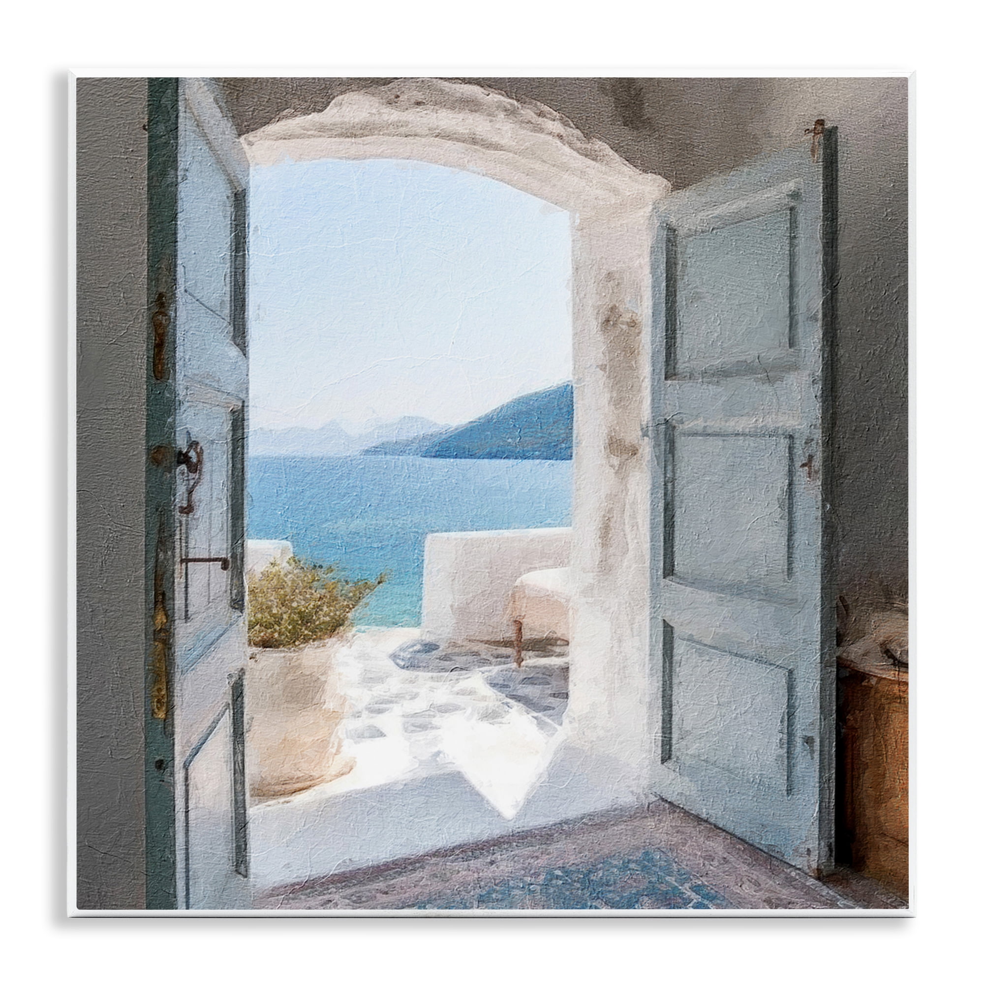 Stupell Industries Costal Door to Ocean Town & City Painting Unframed Art Print Wall Art, 12 x 12