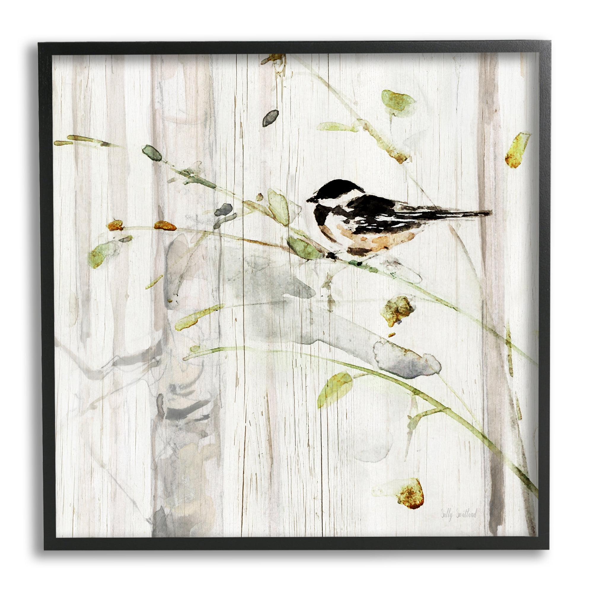 Stupell Industries Cottage Bird Botanical Nature Animals & Insects Painting Black Framed Art Print Wall Art