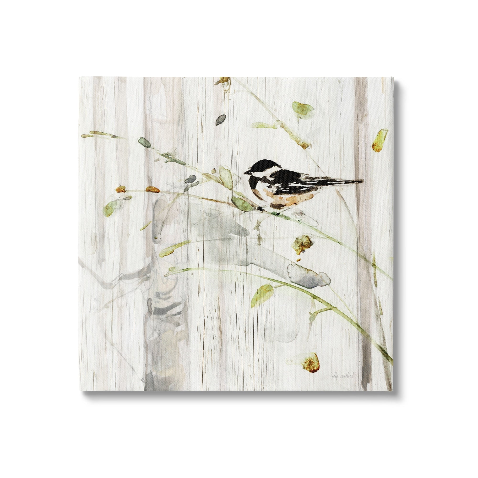 Cottage Bird Botanical Nature Canvas Wall Art, 17 x 17