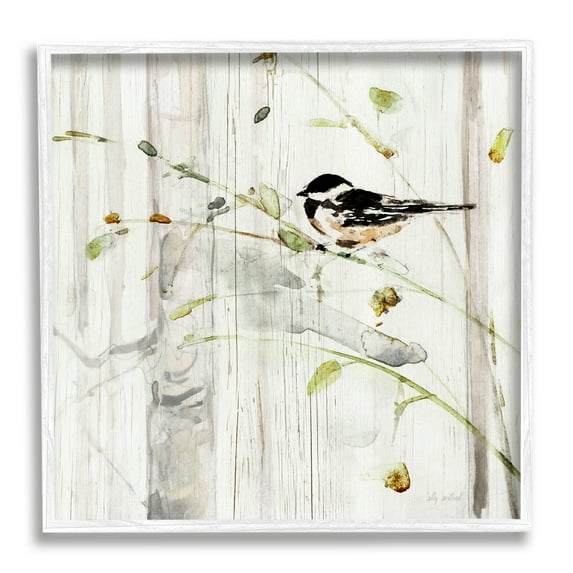 Stupell Industries Cottage Bird Botanical Nature Animals & Insects Painting White Framed Art Print Wall Art