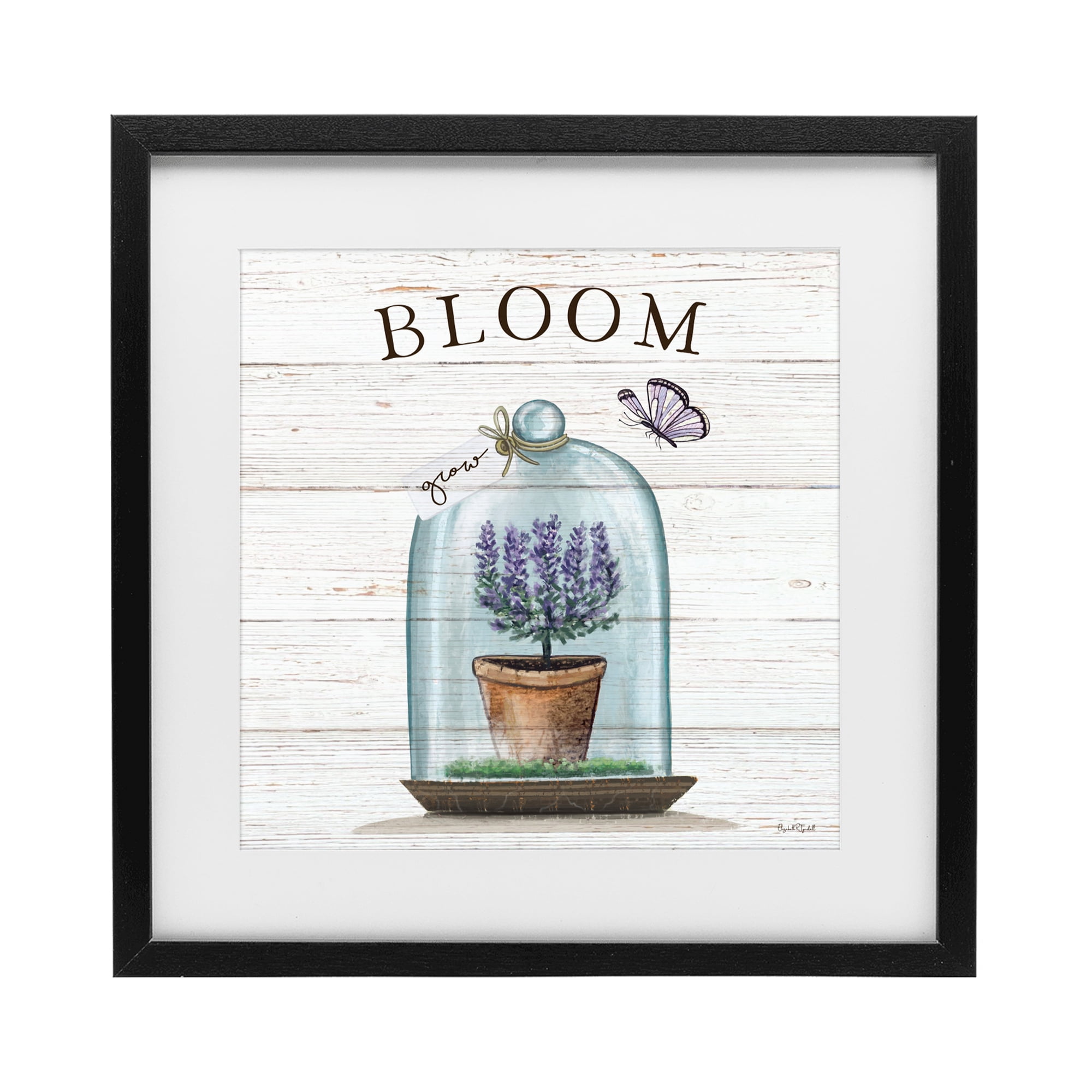 Stupell Industries Cottage Bloom in Bell Jar Black Framed Print Under Glass, design by Elizabeth Tyndall