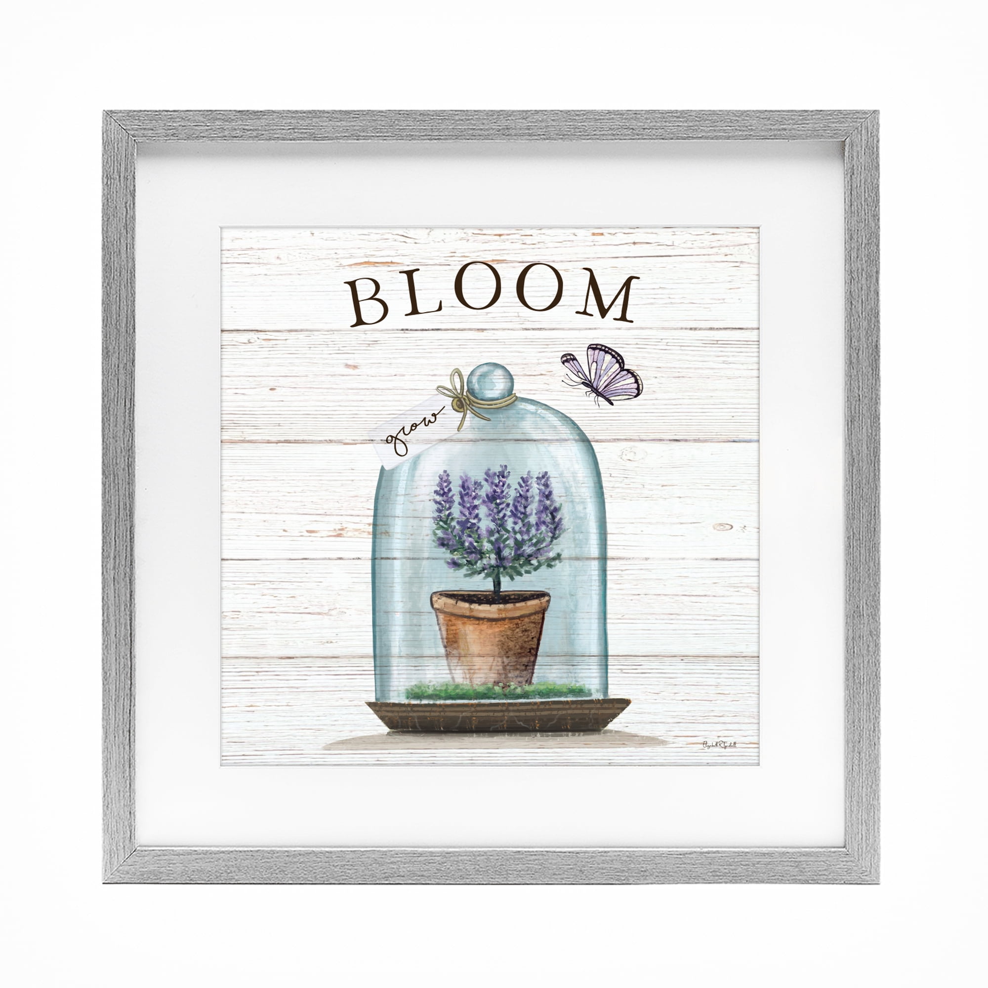 Stupell Industries Cottage Bloom in Bell Jar Gray Framed Print Under Glass, design by Elizabeth Tyndall