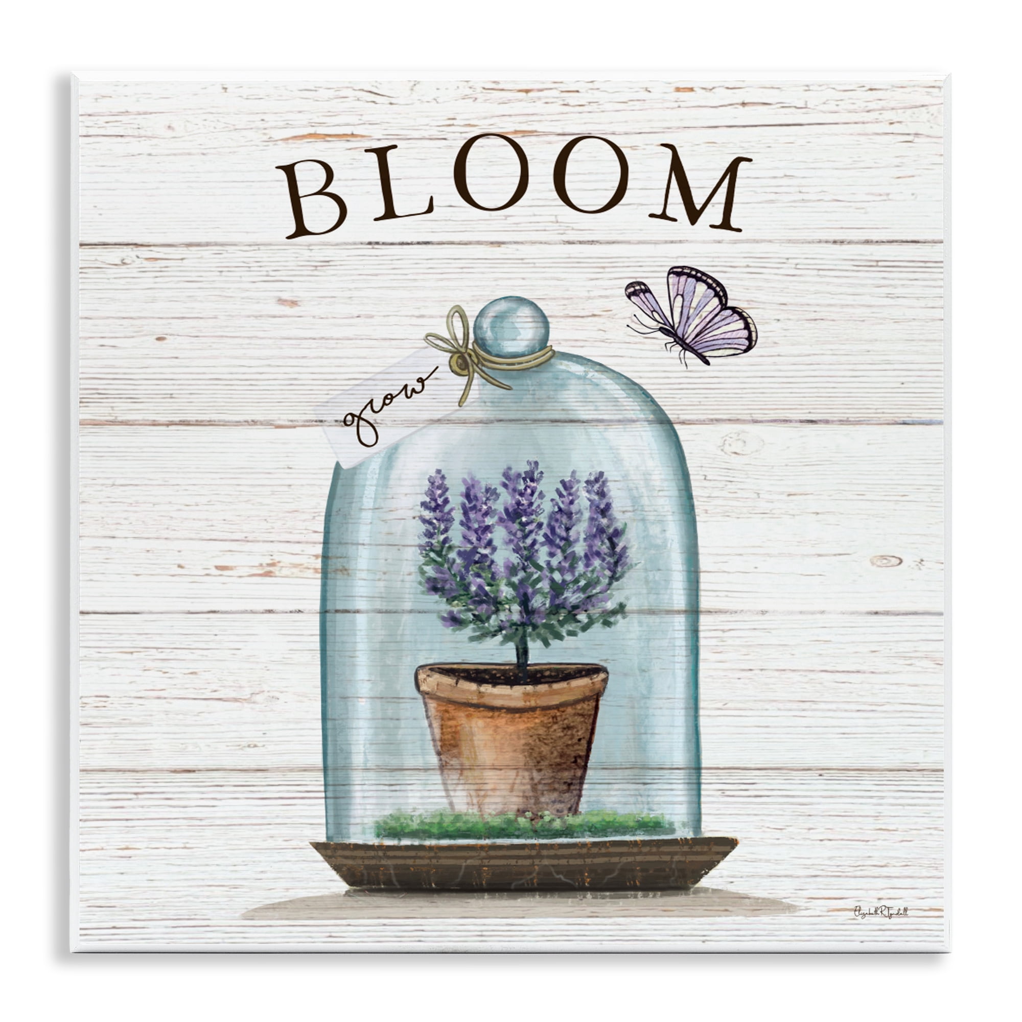 Stupell Industries Cottage Bloom in Bell Jar Wall Plaque Art, design by Elizabeth Tyndall