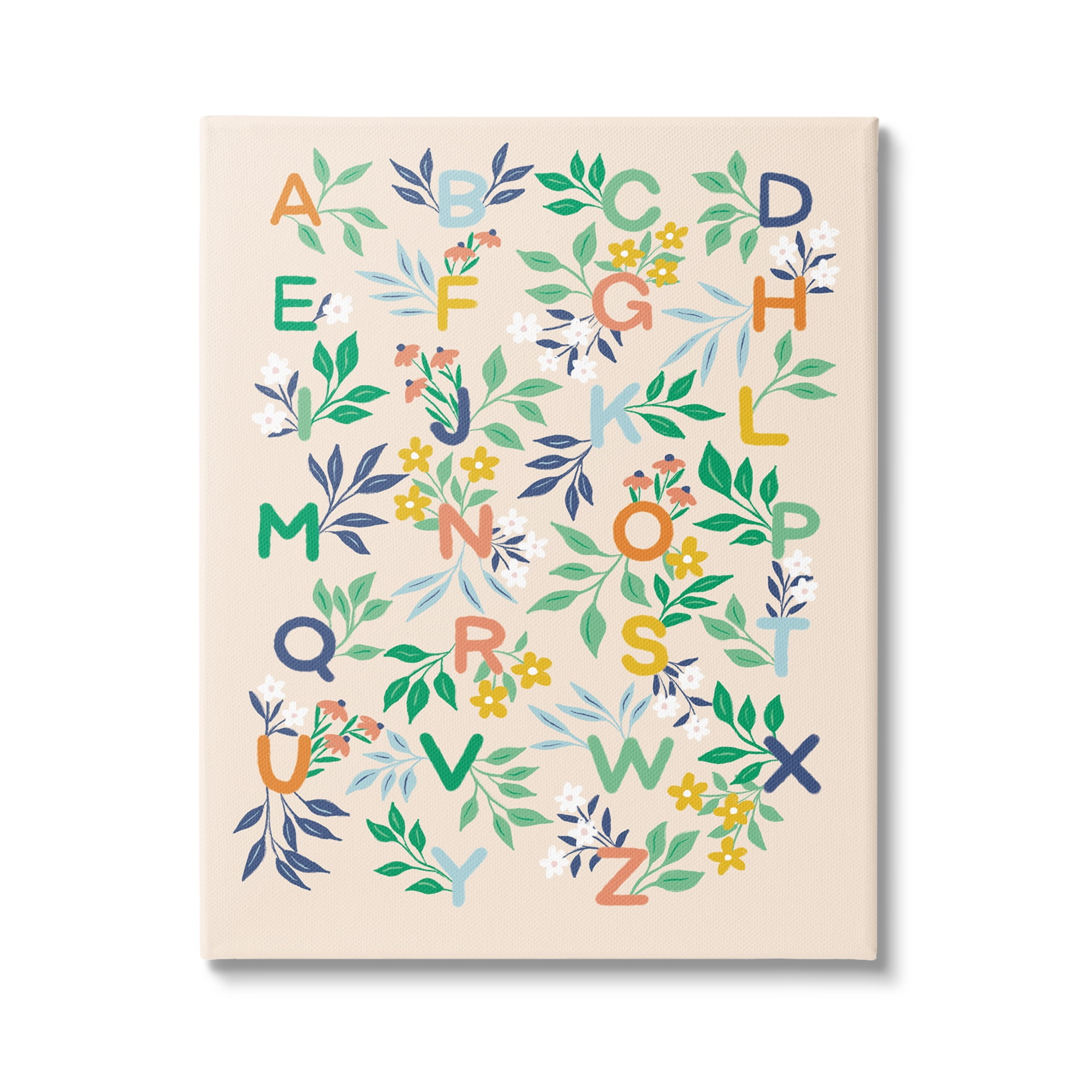 Stupell Industries Cottage Blooms Alphabet Typography Painting Gallery Wrapped Canvas Art Print Wall Art, 30 x 40