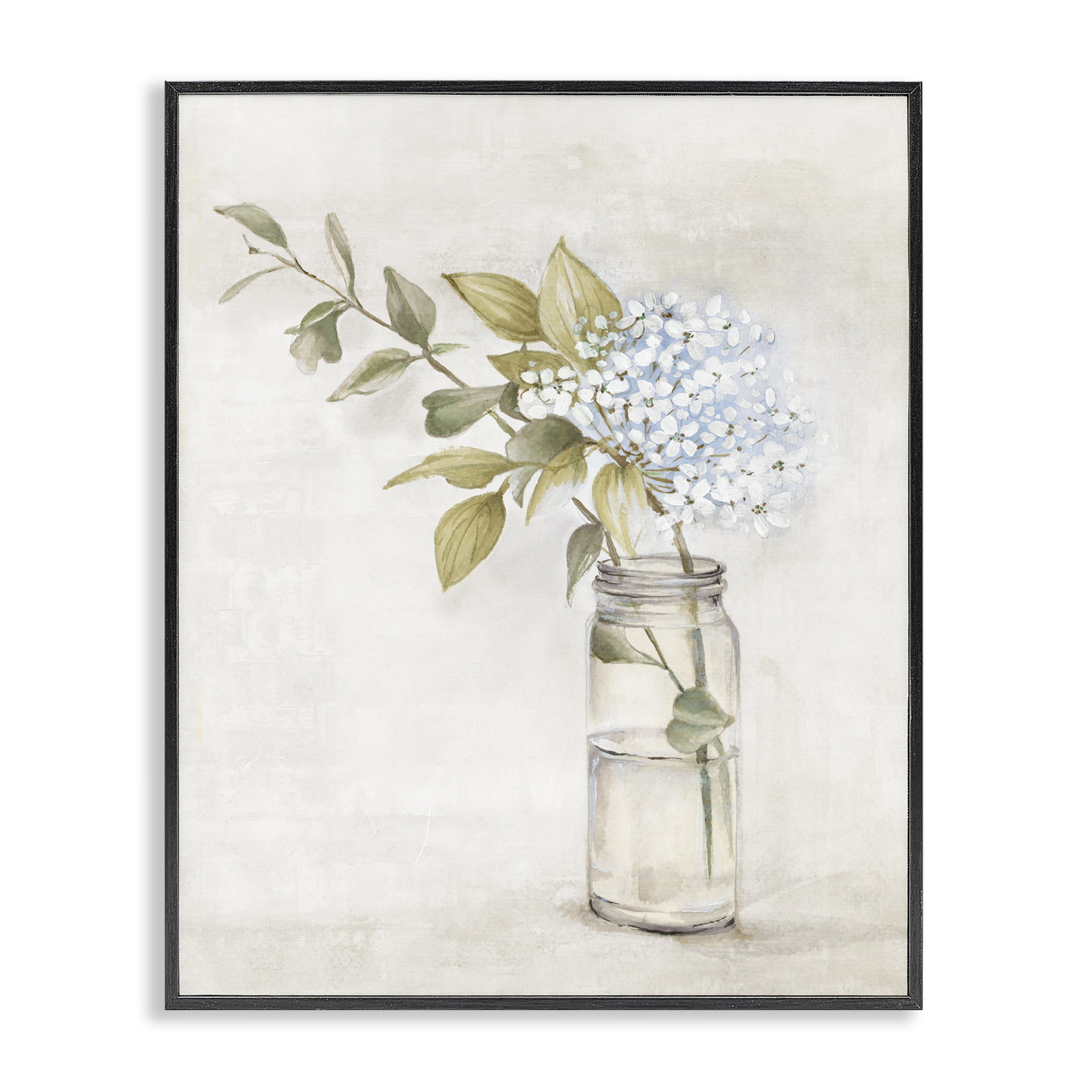 Stupell Industries Cottage Blooms in Jar Plants & Flowers Painting Black Framed Art Print Wall Art, 16 x 20