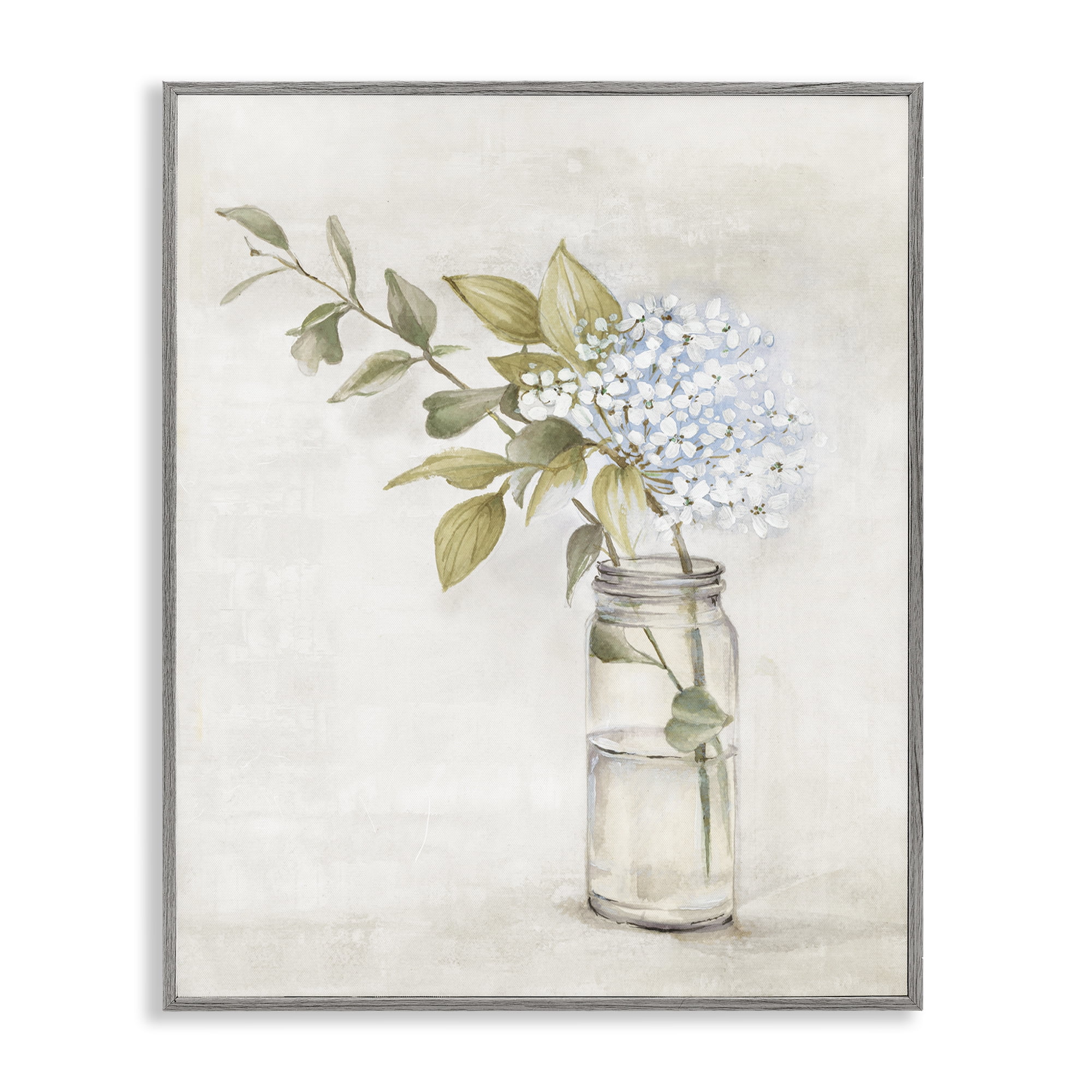 Stupell Industries Cottage Blooms in Jar Plants & Flowers Painting Gray Framed Art Print Wall Art, 16 x 20