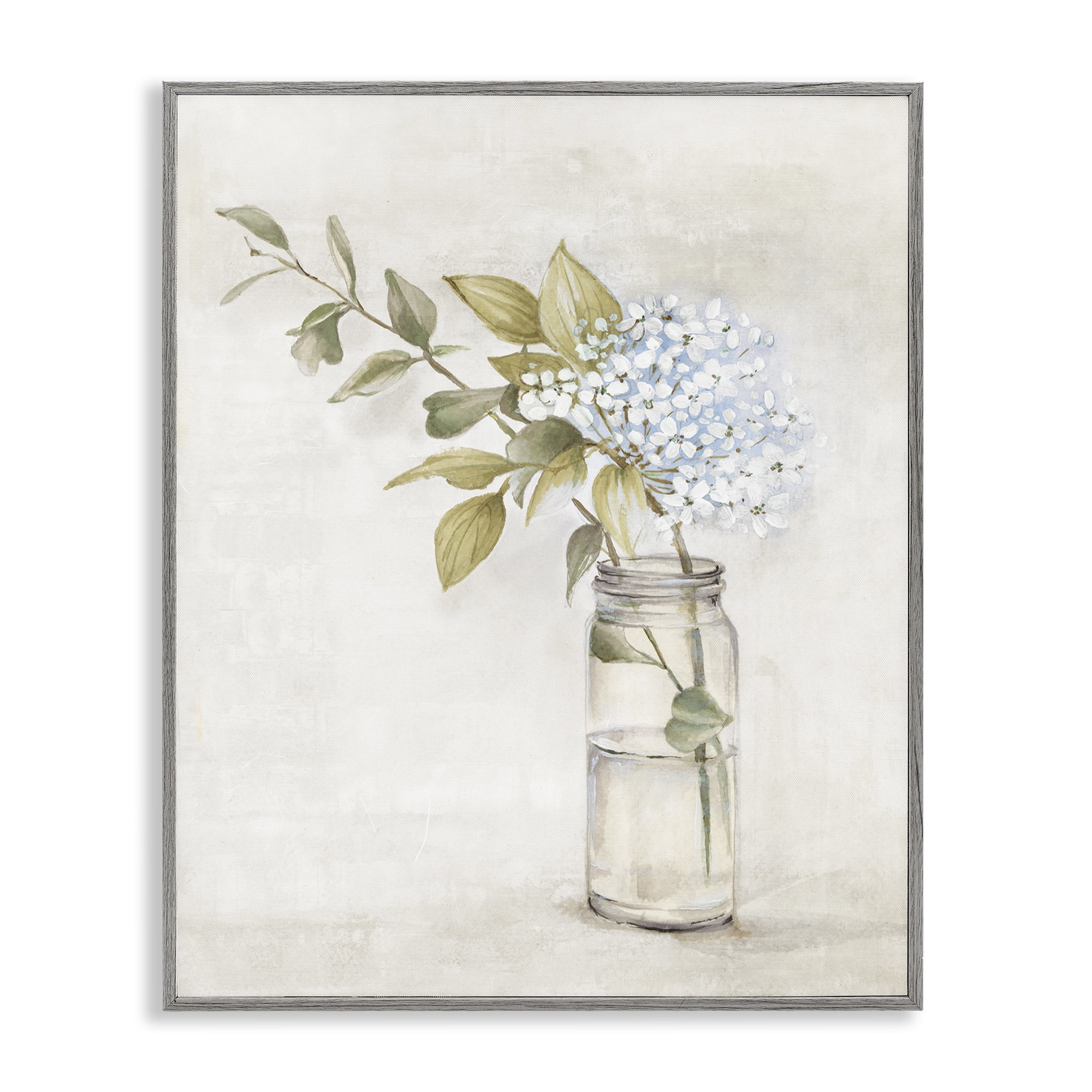 Stupell Industries Cottage Blooms in Jar Plants & Flowers Painting Gray Framed Art Print Wall Art, 24 x 30