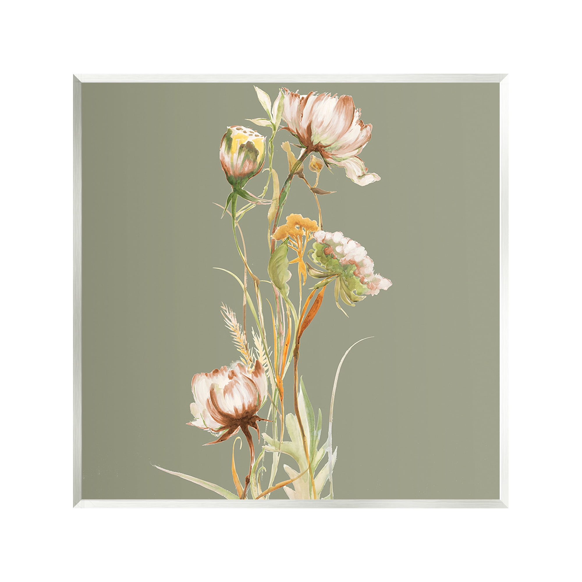 Stupell Industries Cottage Blooms on Green Botanical & Floral Painting Unframed Art Print Wall Art, 12 x 12