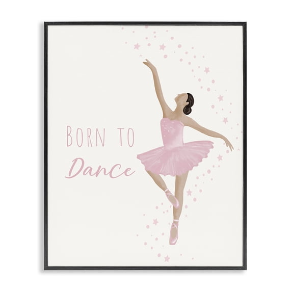 Stupell Industries Cottage Born To Dance Ballerina Black Framed Giclee Art, 11 x 14, by Chen Alyesh