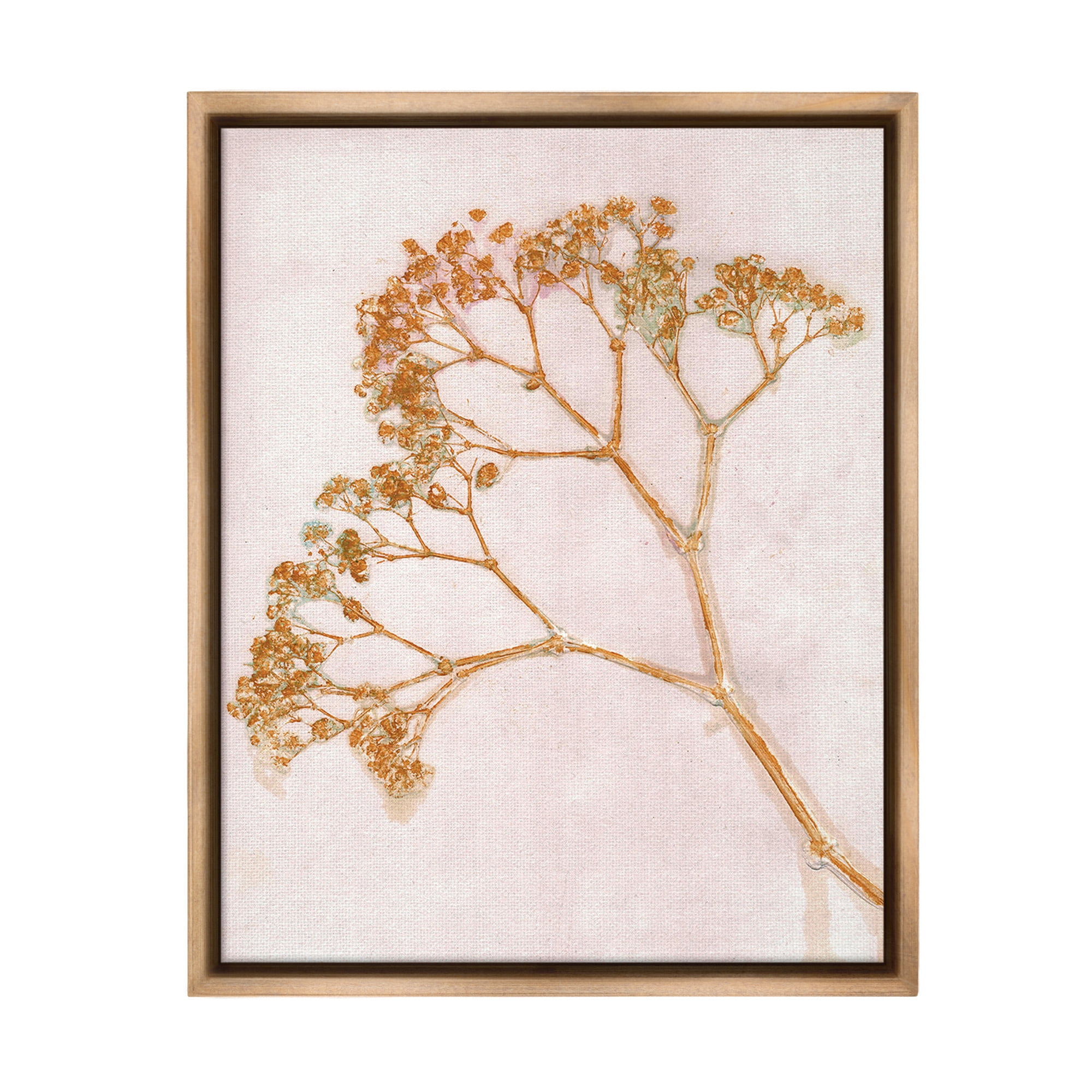 Stupell Industries Cottage Botanical Branches Botanical & Floral Painting Brown Floater Framed Canvas Art Print Wall Art, 17 x 21