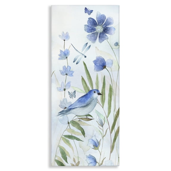 Stupell Industries Cottage Botanicals & Blue Bird Canvas Wall Art design by Janet Tava, 30 x 13