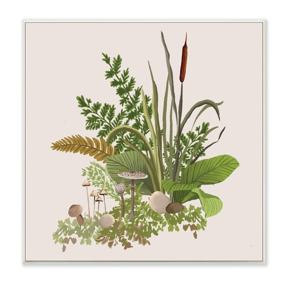 Stupell Industries Cottage Botanicals Plants Mushrooms Ferns Forest Floor Graphic Art Unframed Art Print Wall Art, Design by House of Rose