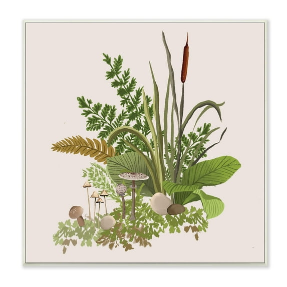Stupell Industries Cottage Botanicals Plants Mushrooms Ferns Forest Floor Graphic Art Unframed Art Print Wall Art, Design by House of Rose