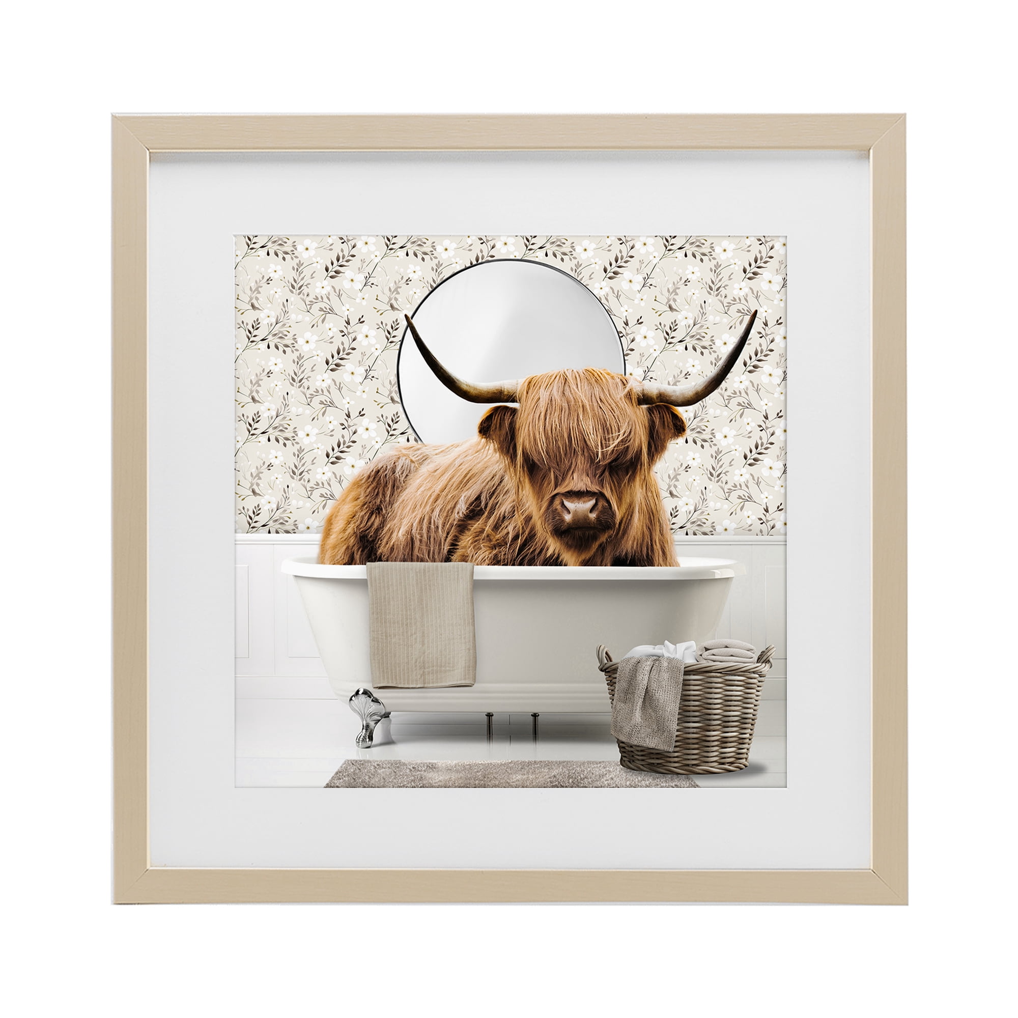 Stupell Industries Cottage Cattle Bath Time Birch Framed Print Under Glass, design by CAD Designs