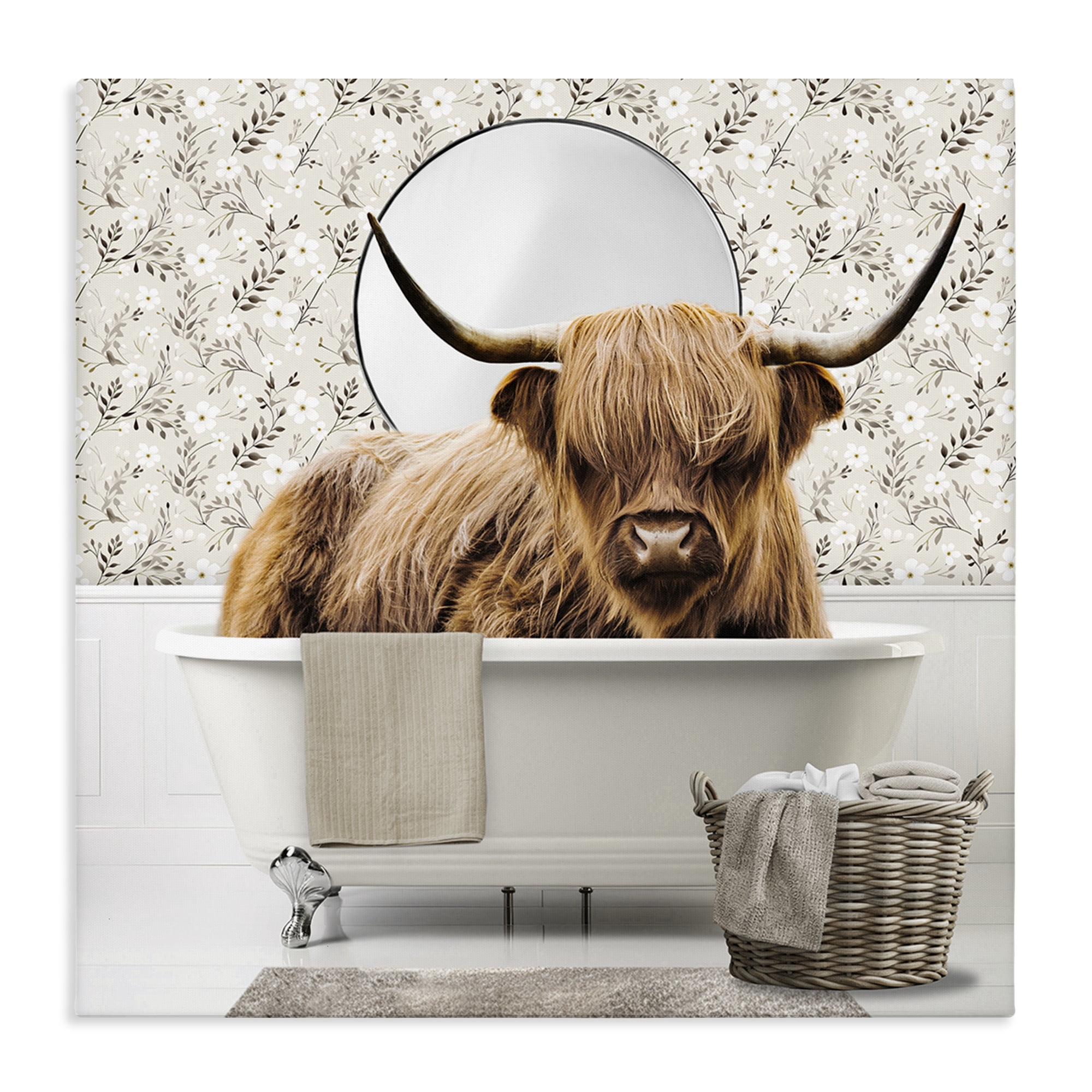 Stupell Industries Cottage Cattle Bath Time Canvas Wall Art, design by CAD Designs