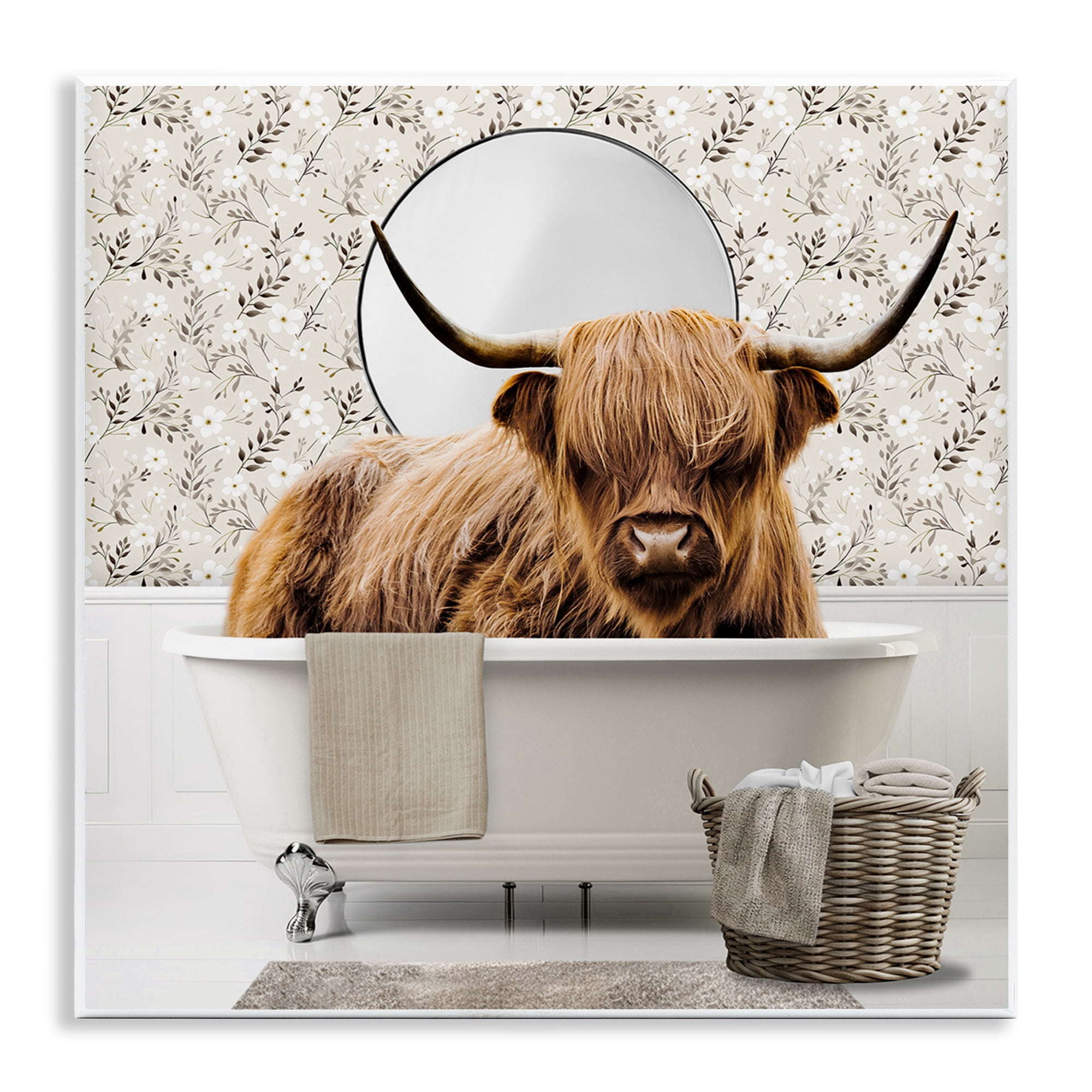 Stupell Industries Cottage Cattle Bath Time Wall Plaque Art, design by CAD Designs