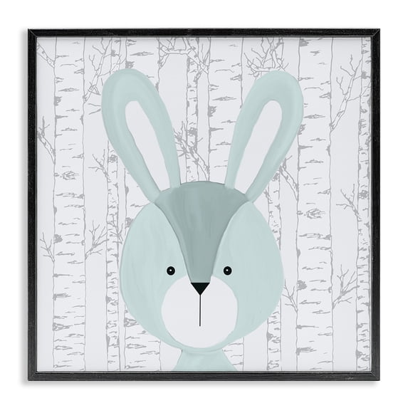Stupell Industries Cottage Charming Bunny on Birch Black Framed Giclee Art, 17 x 17, by Kim Allen