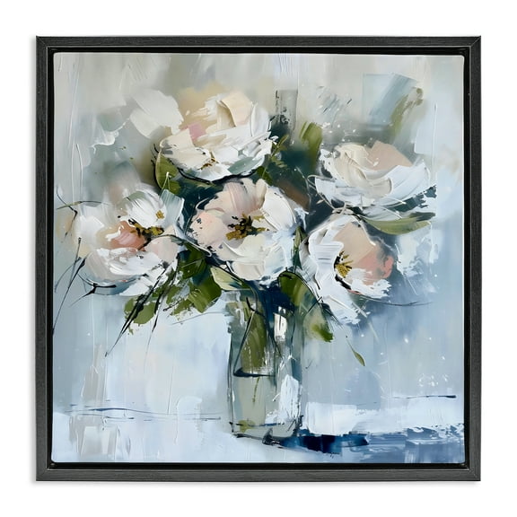 Stupell Industries Cottage Chic Modern Bouquet Black Framed Floater Canvas Wall Art design by LSR Creative Studio, 18 x 18