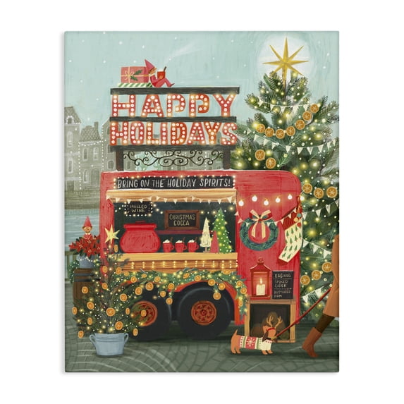 Stupell Industries Cottage Christmas Beverage Truck Canvas Art, 16 x 20, by Irene Chan